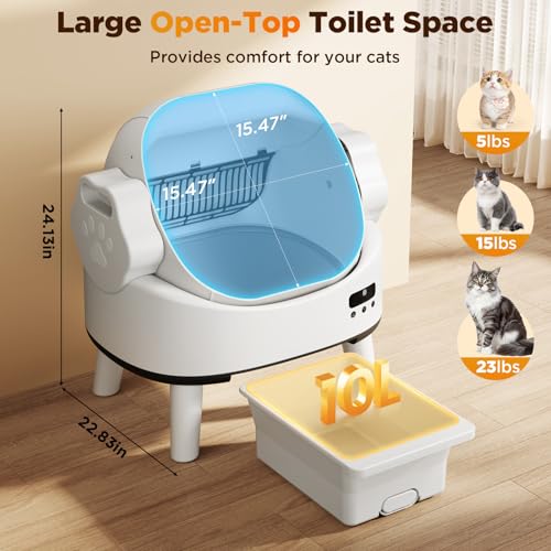 Linvivon Open-Top Self-Cleaning Cat Litter Box