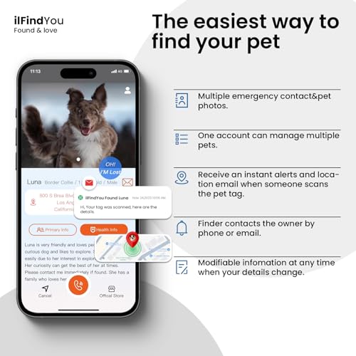 ilFindYou Personalized QR Code Dog Collar ID Tag