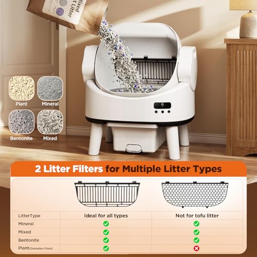 Linvivon Open-Top Self-Cleaning Cat Litter Box