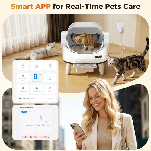 Linvivon Open-Top Self-Cleaning Cat Litter Box