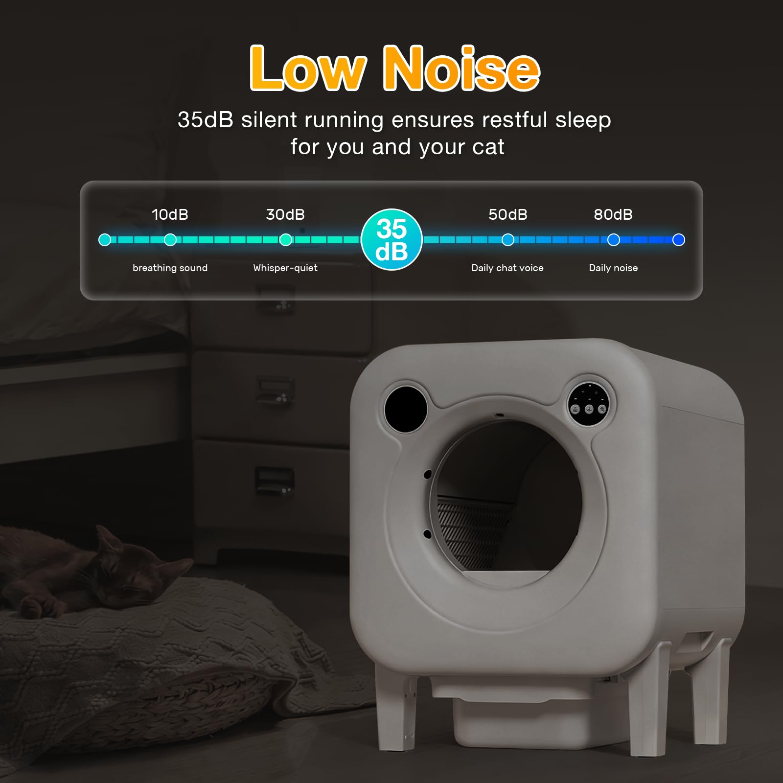 Automatic Self-Cleaning Cat Litter Box with App Control