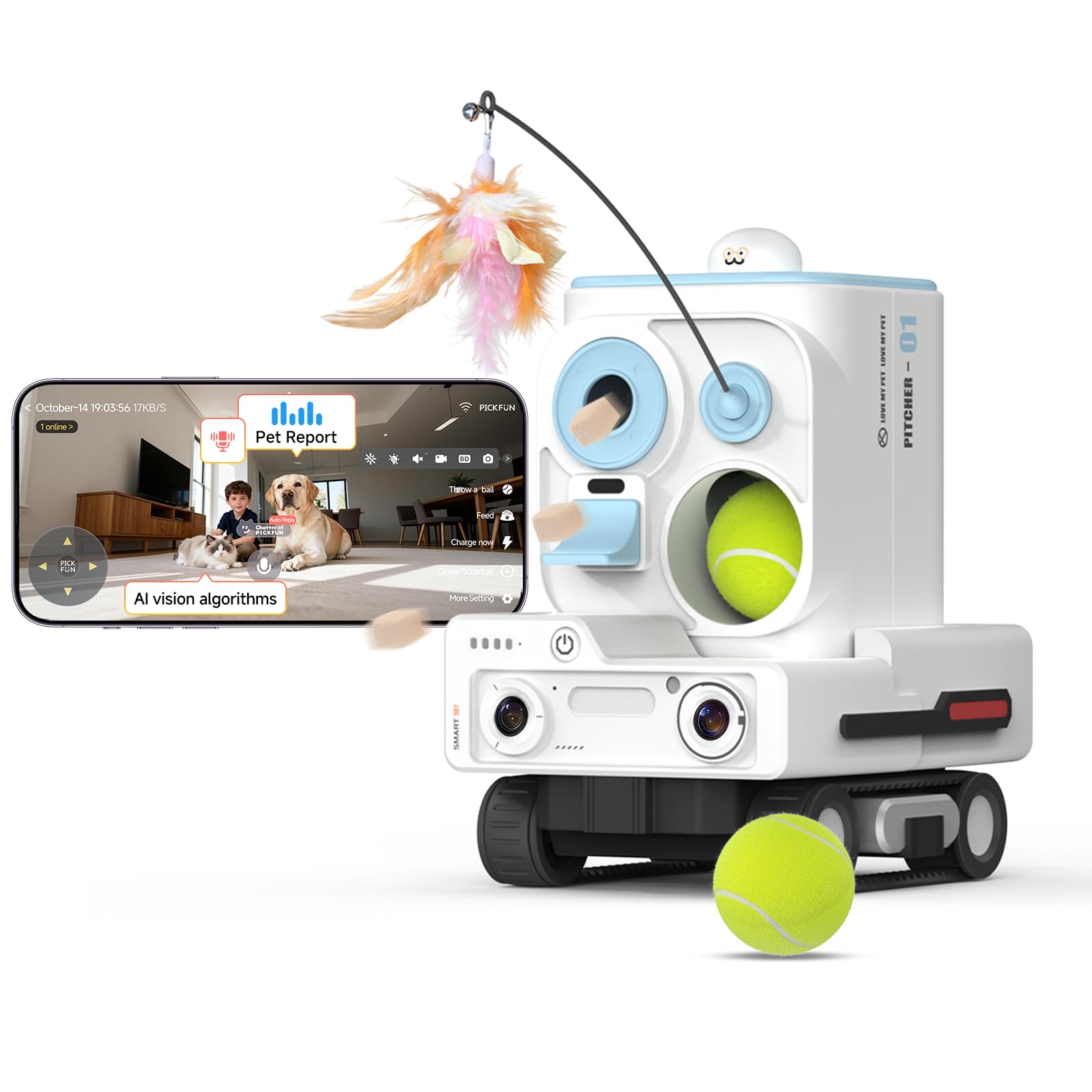 PICKFUN Pmate AI Pet Robot Companion with Auto Feeding