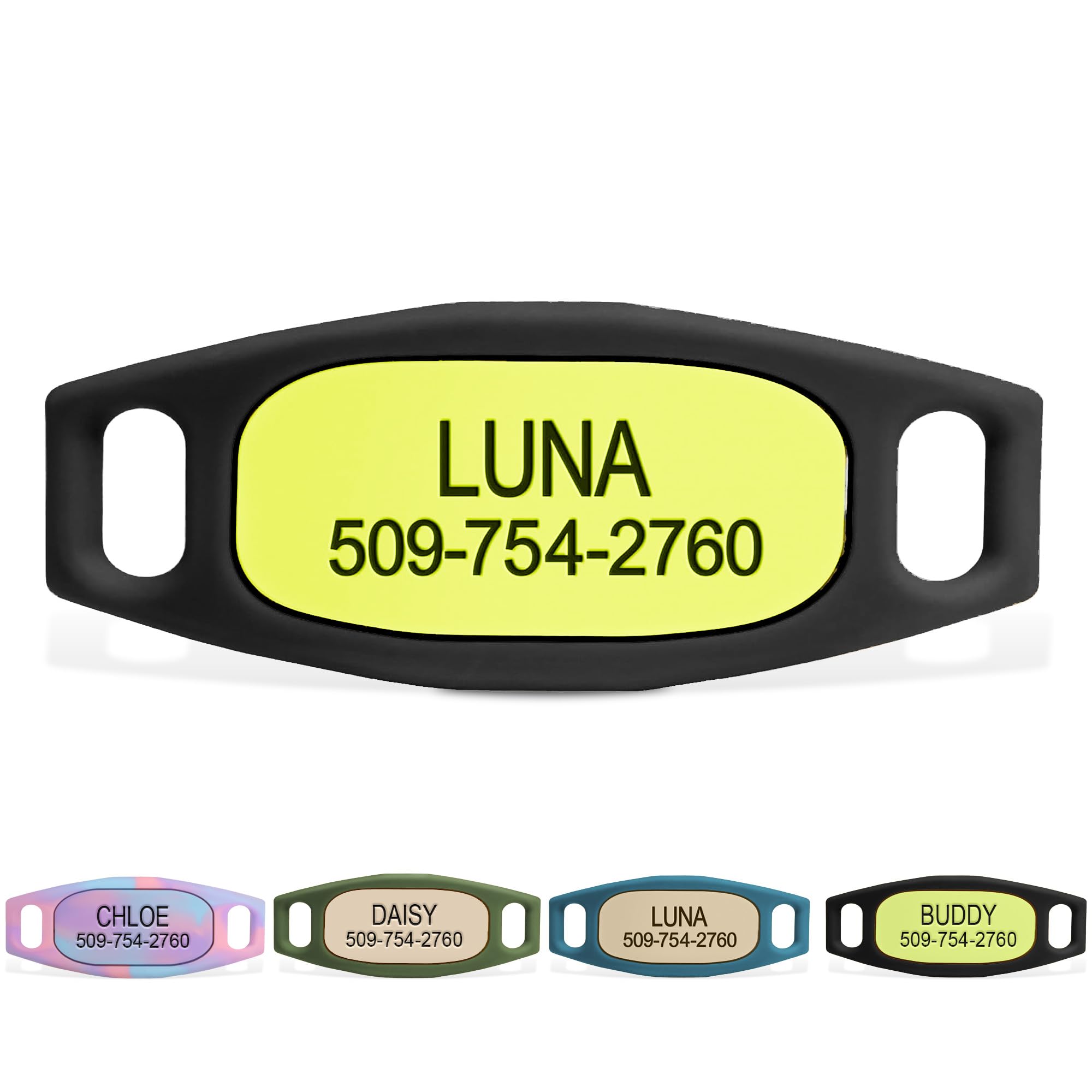 GoTags Silent Slide-On Engraved Silicone Pet ID Tag