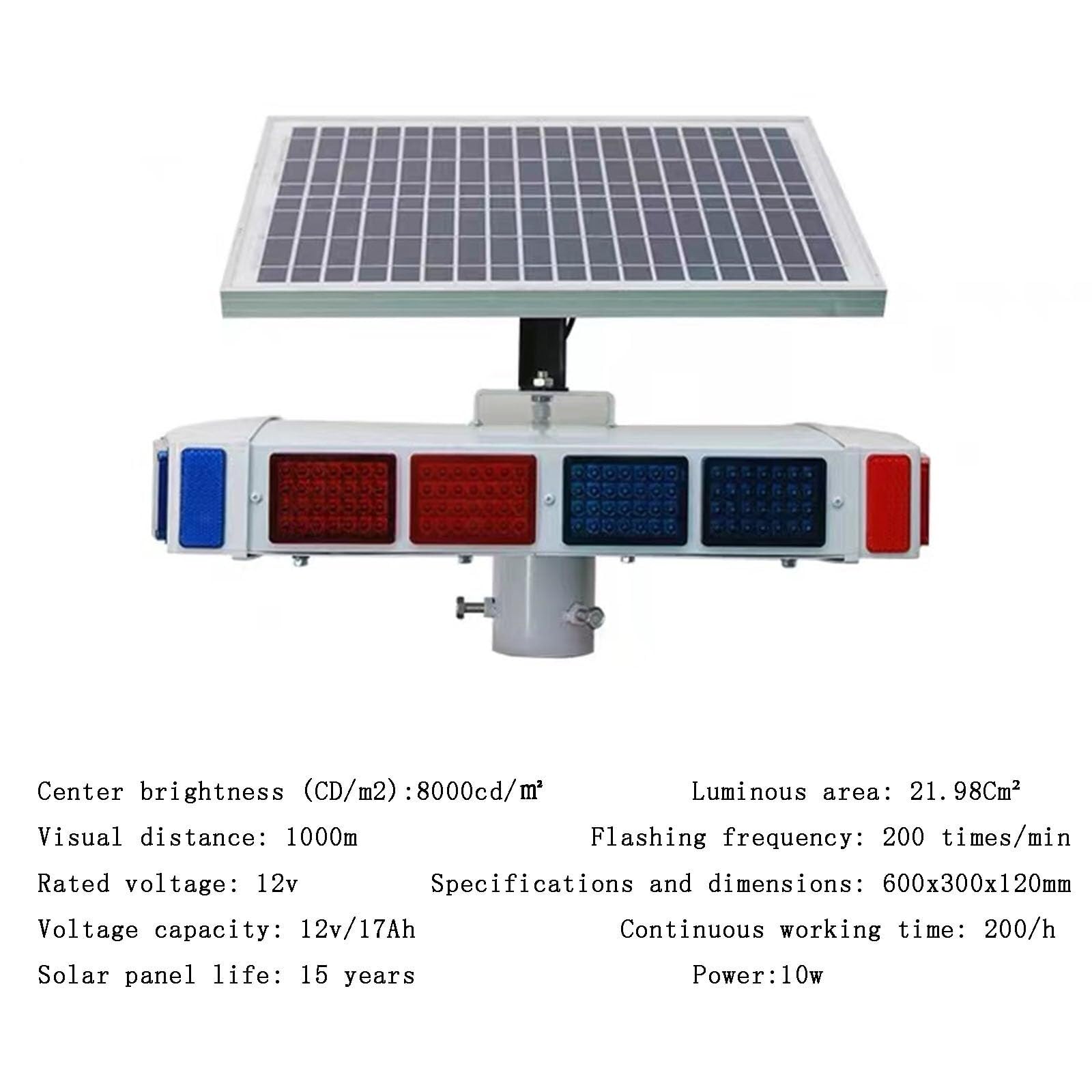 Solar RGB LED Traffic Warning Strobe Light for Outdoors
