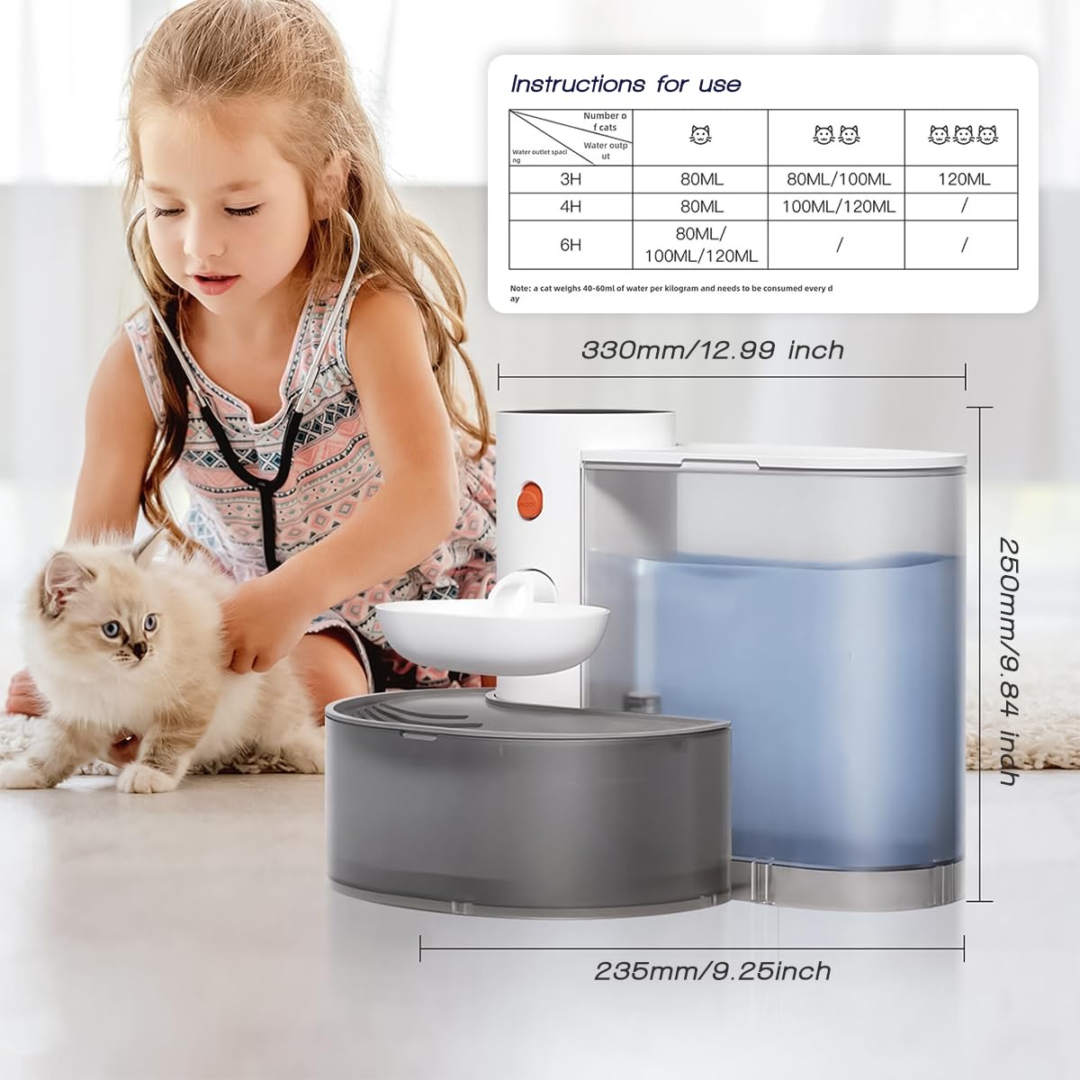 3.5L Rechargeable Wireless Pet Water Fountain with Filter