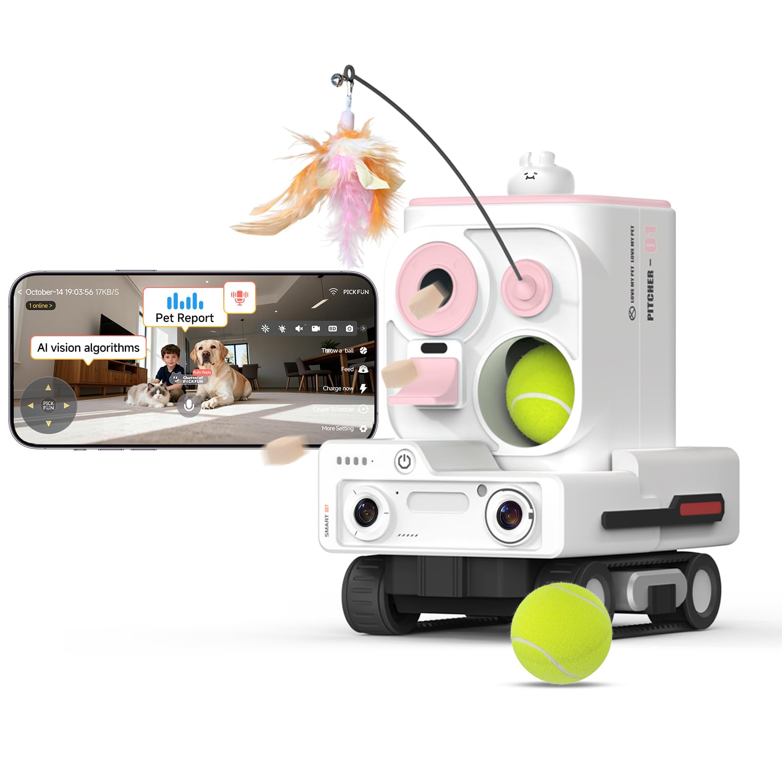PICKFUN Pmate AI Pet Robot Companion with Auto Feeding