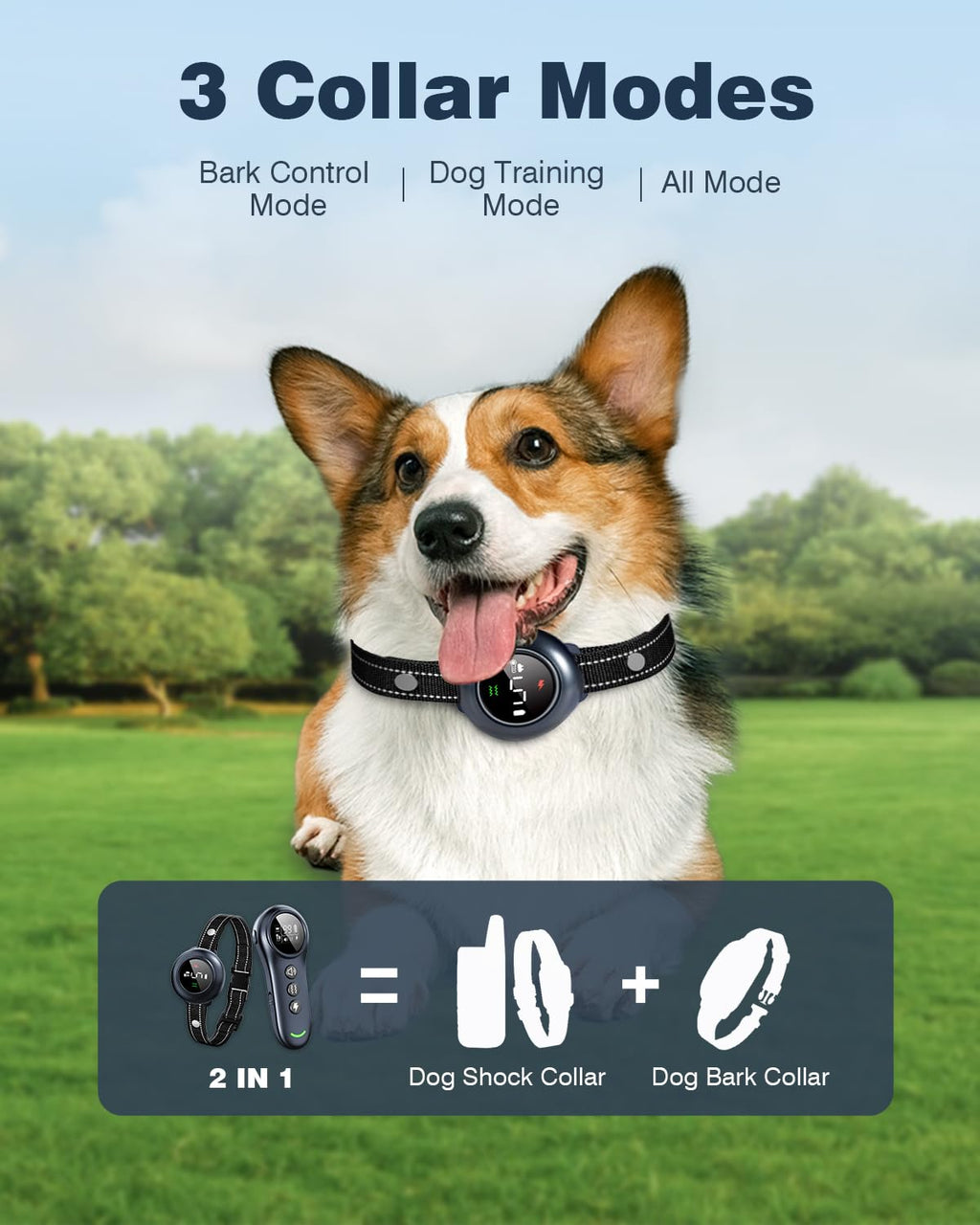 2-in-1 Waterproof Dog Bark and Remote Training Collar