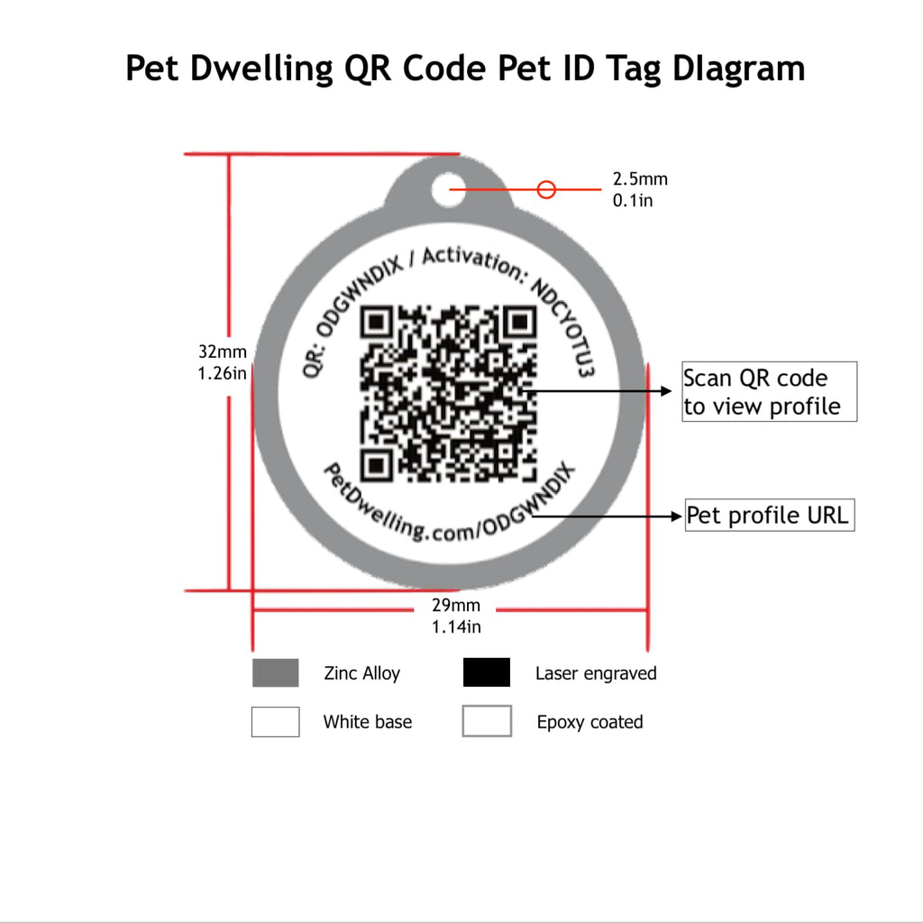 Pet Dwelling QR Code Pet ID Tags with Online Profile