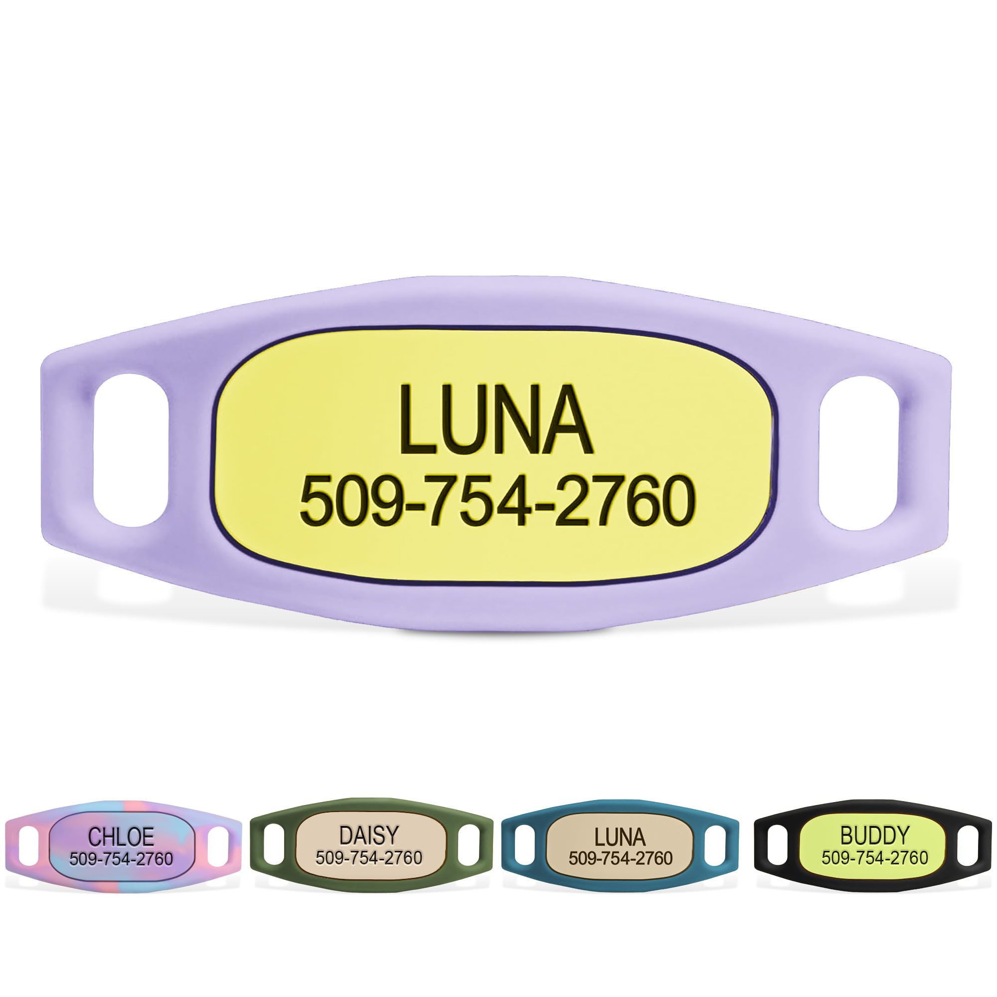 GoTags Silent Slide-On Engraved Silicone Pet ID Tag