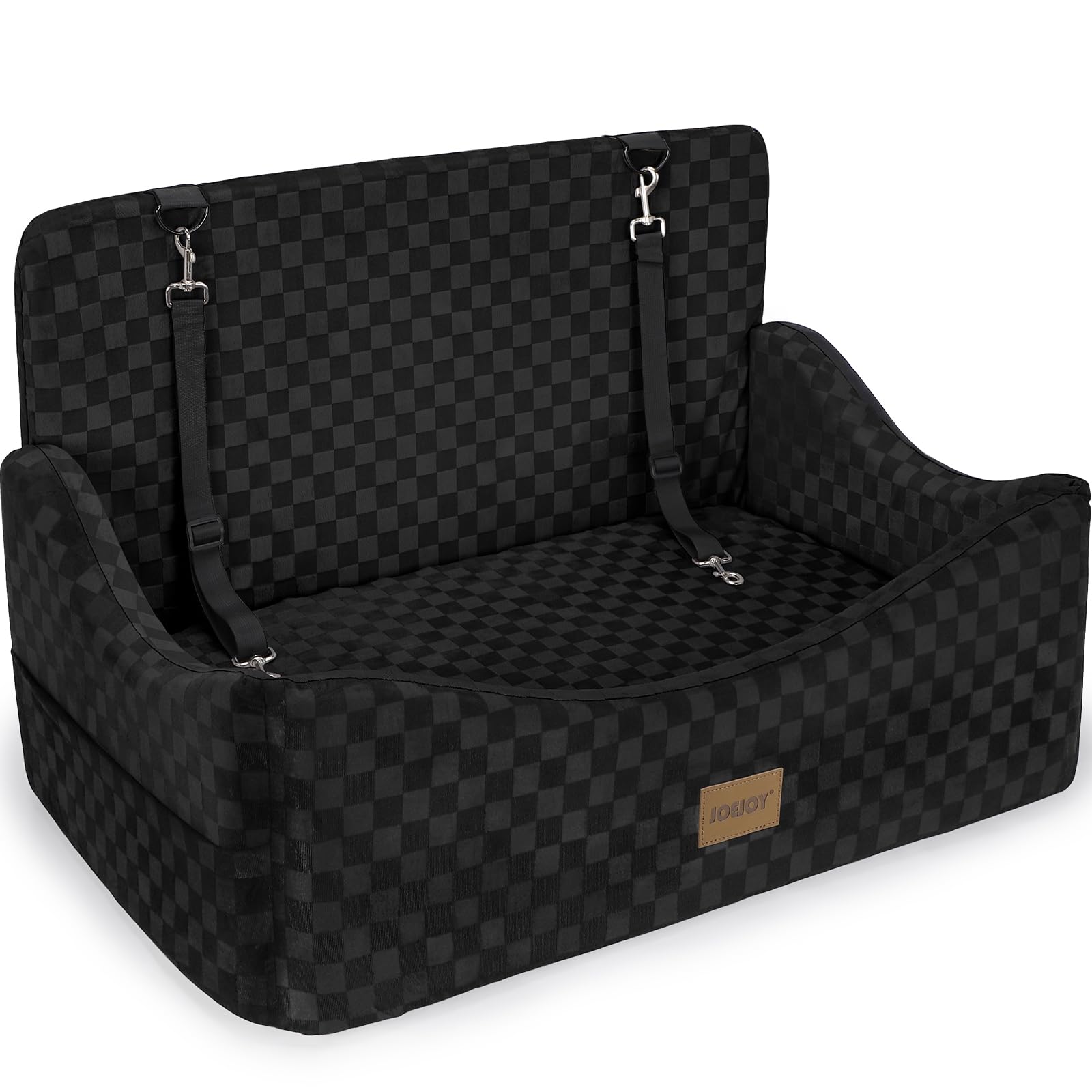JOEJOY Memory Foam Dog Car Booster Seat with Safety Belts