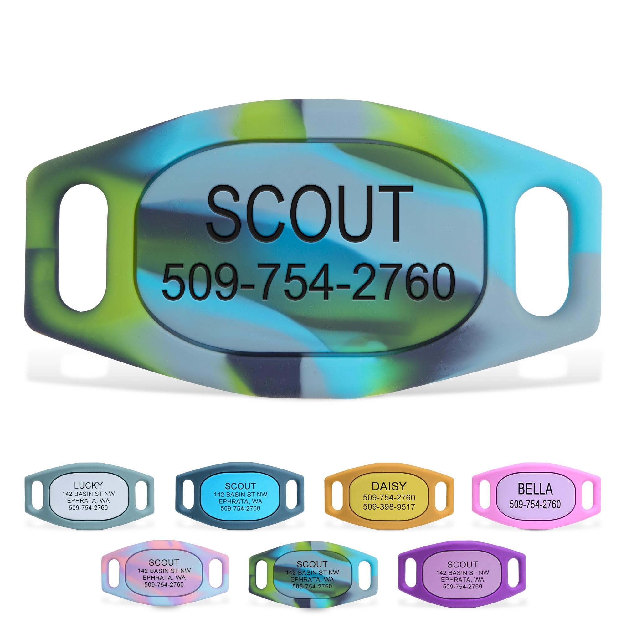 GoTags Silent Slide-On Engraved Silicone Pet ID Tag