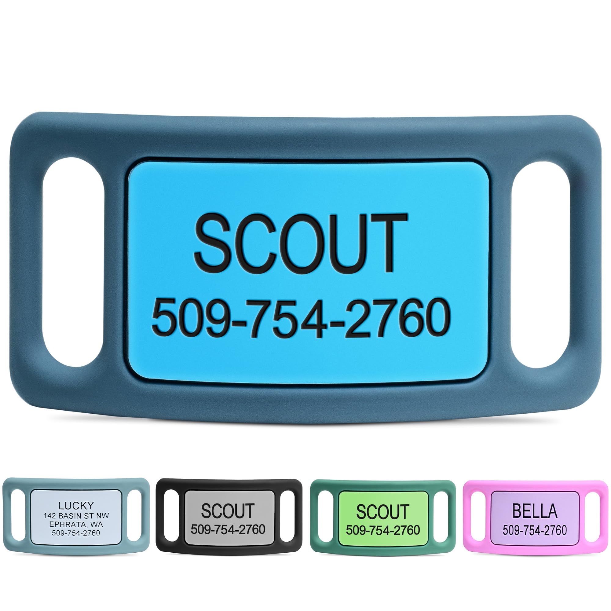 GoTags Silent Slide-On Engraved Silicone Pet ID Tag