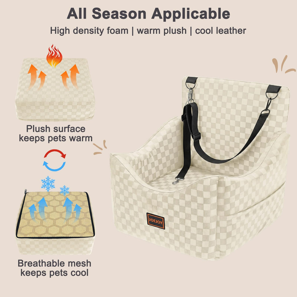 JOEJOY Memory Foam Dog Car Booster Seat with Safety Belts