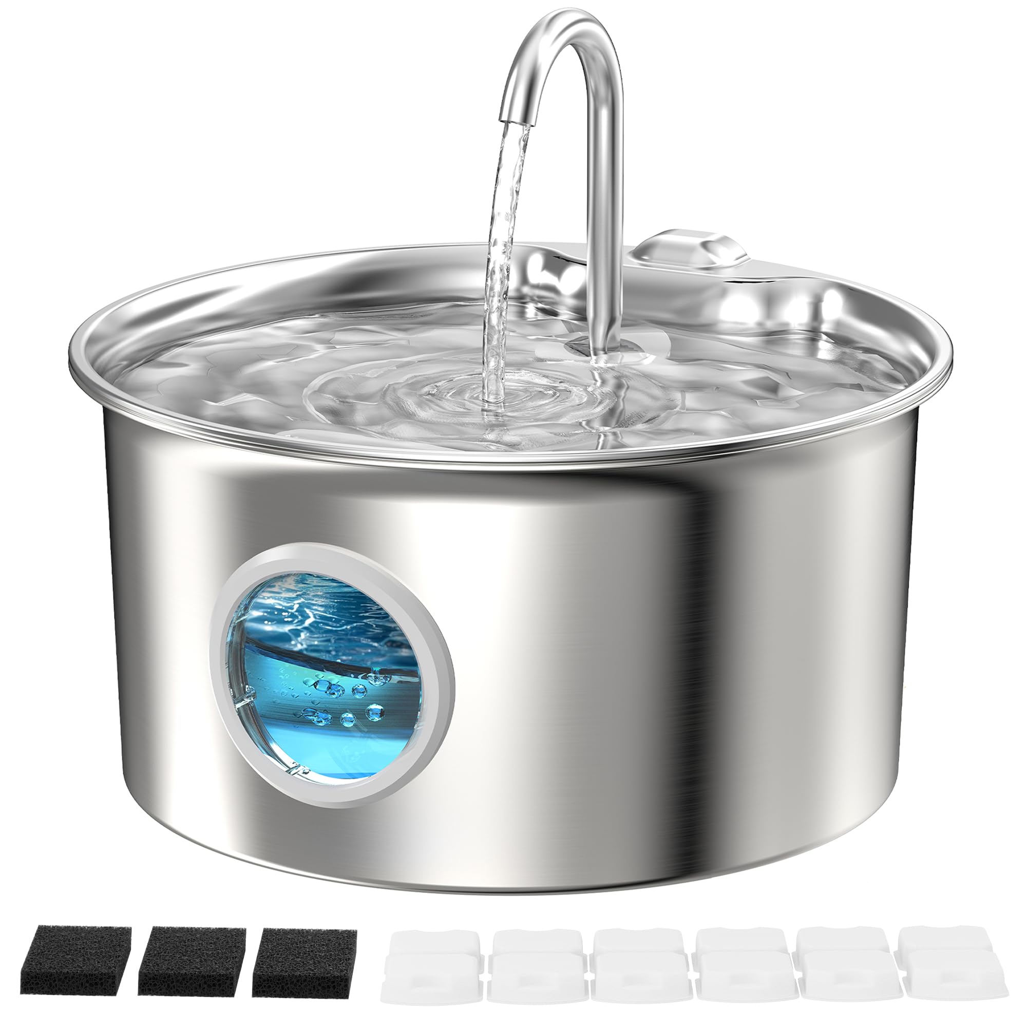 ATMZIQXR Stainless Steel Cat Water Fountain with Filter