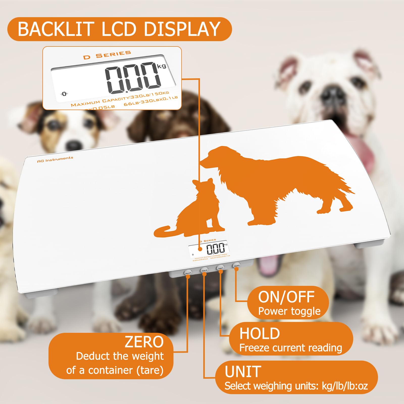 AG Instruments D-Series Glass Floor Scale with Animal Mode