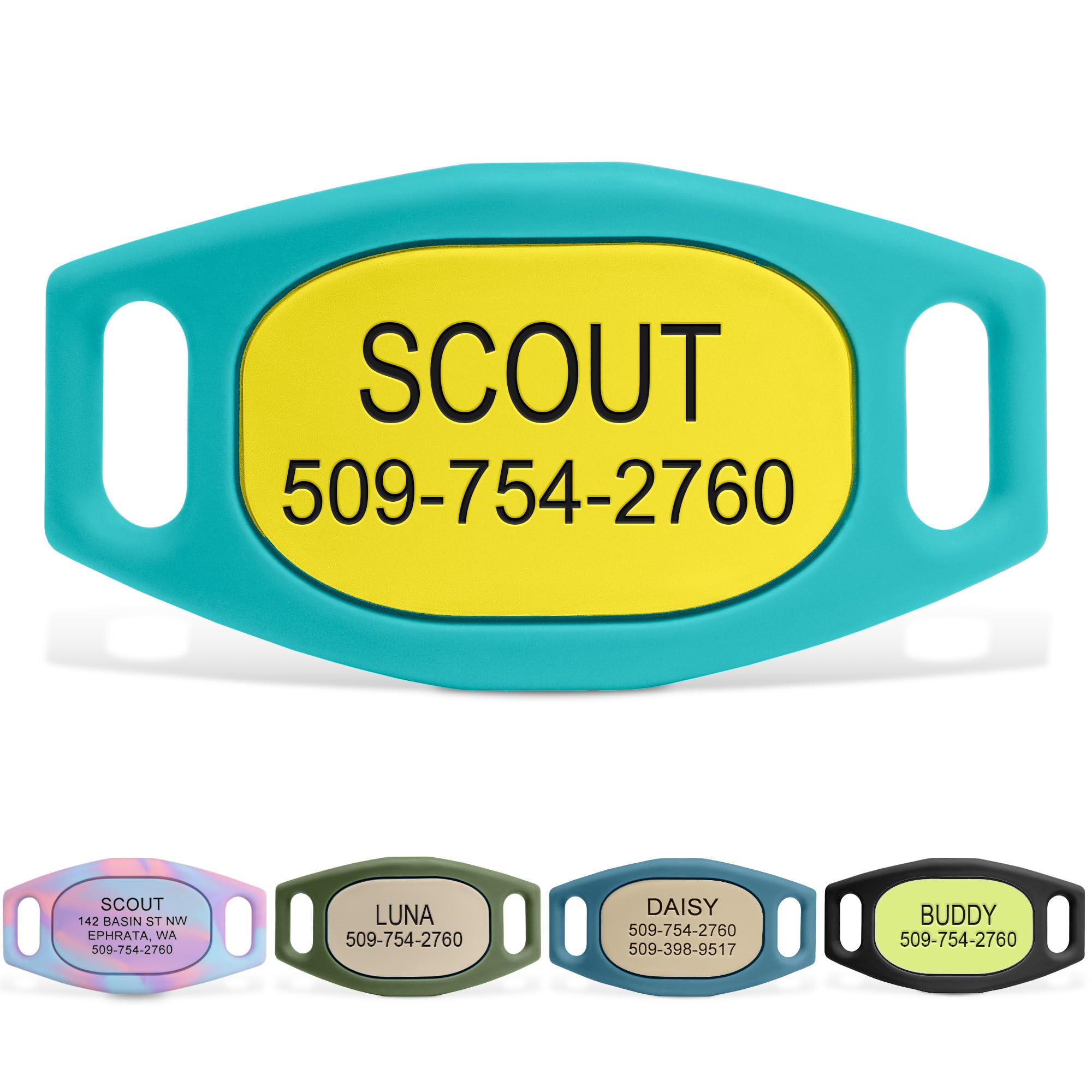 GoTags Silent Slide-On Engraved Silicone Pet ID Tag