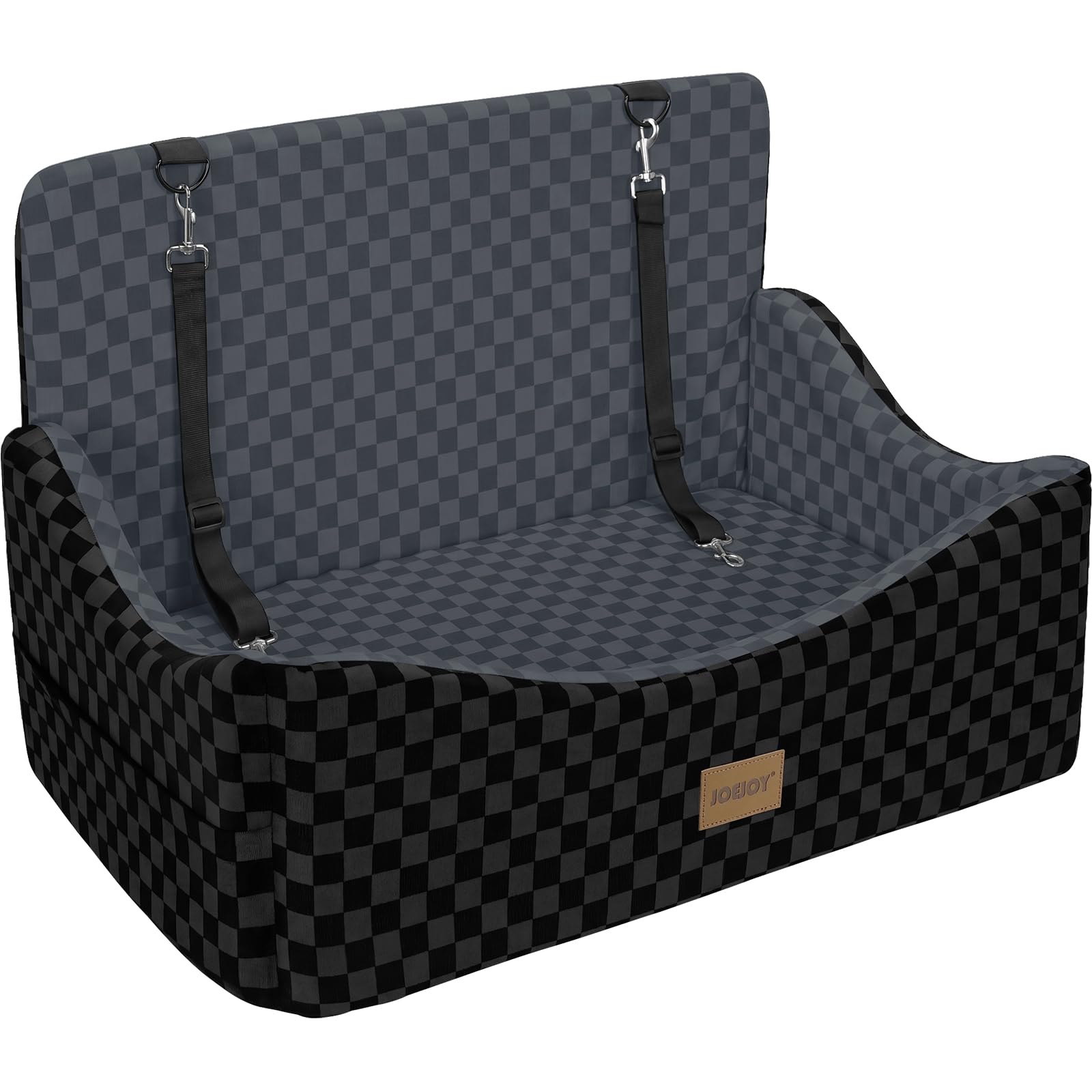 JOEJOY Memory Foam Dog Car Booster Seat with Safety Belts