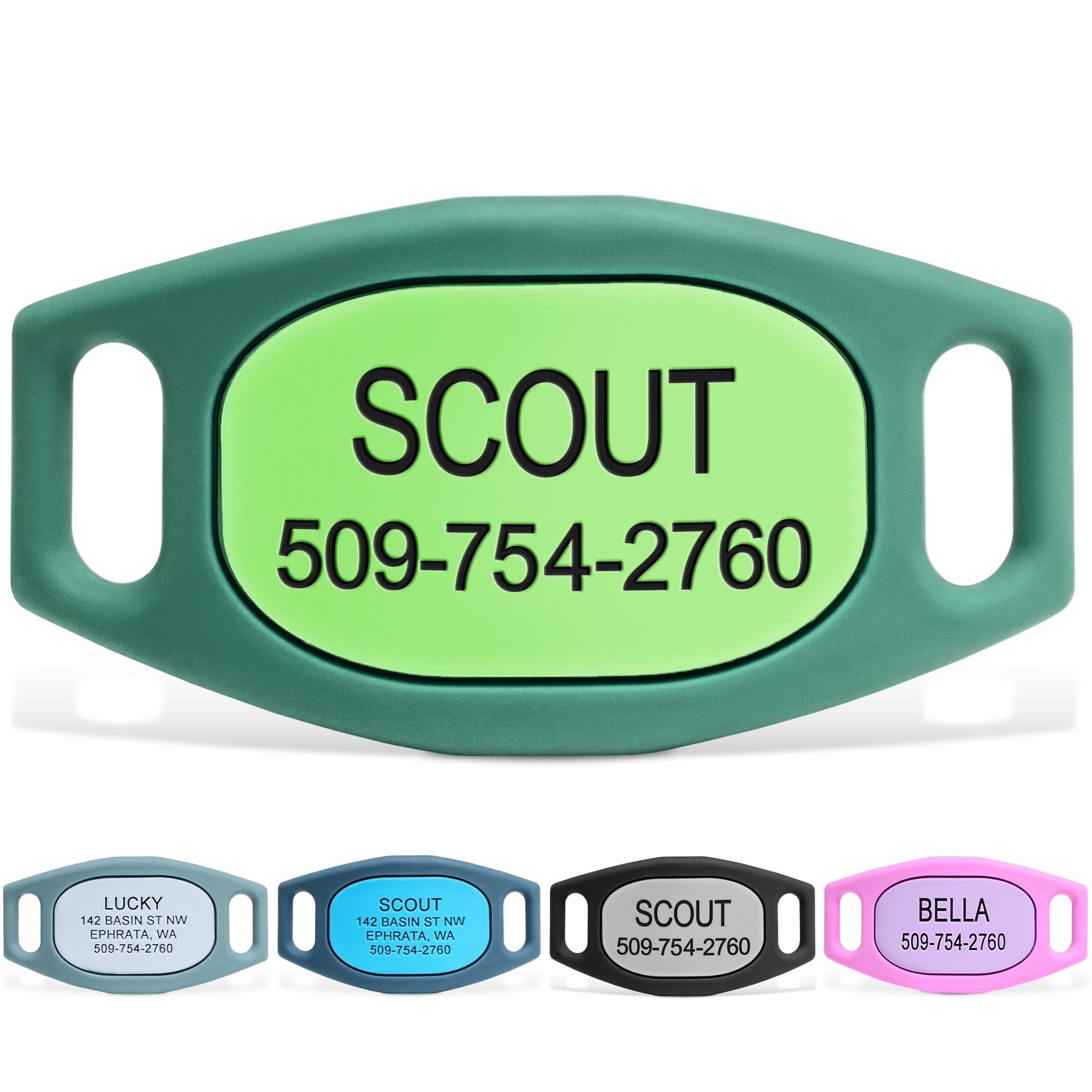 GoTags Silent Slide-On Engraved Silicone Pet ID Tag