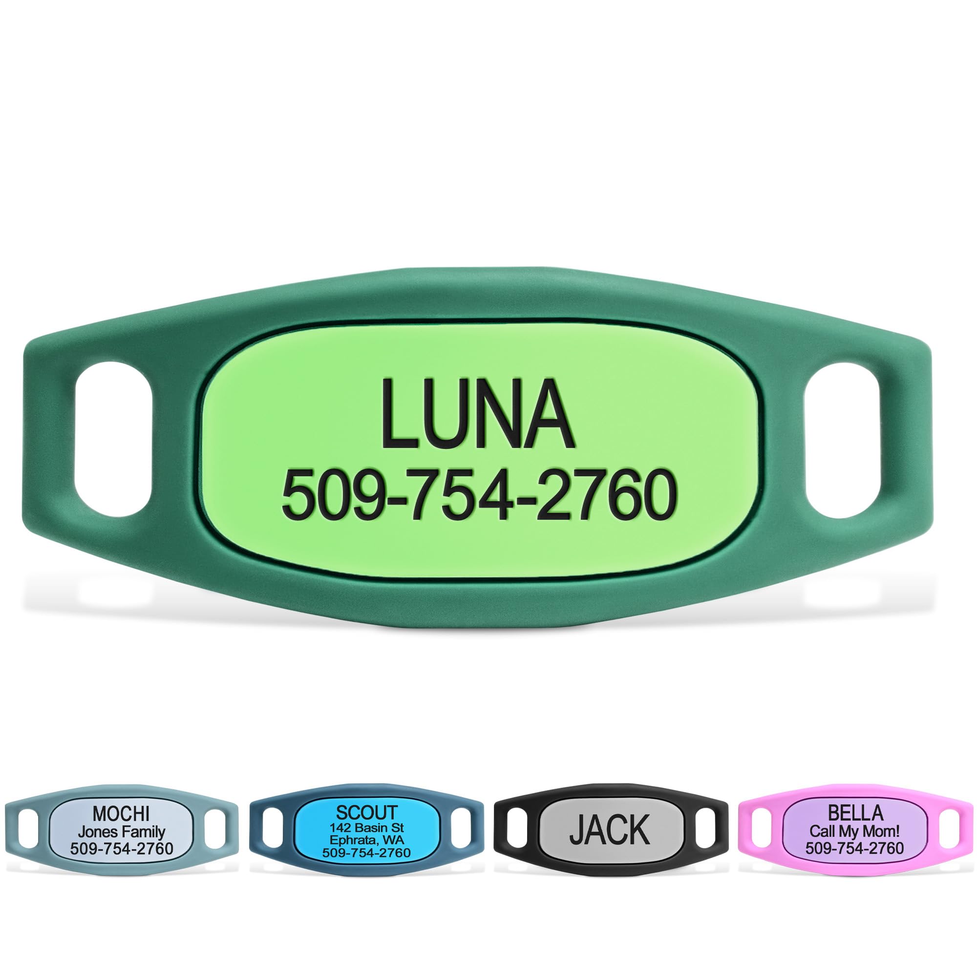GoTags Silent Slide-On Engraved Silicone Pet ID Tag