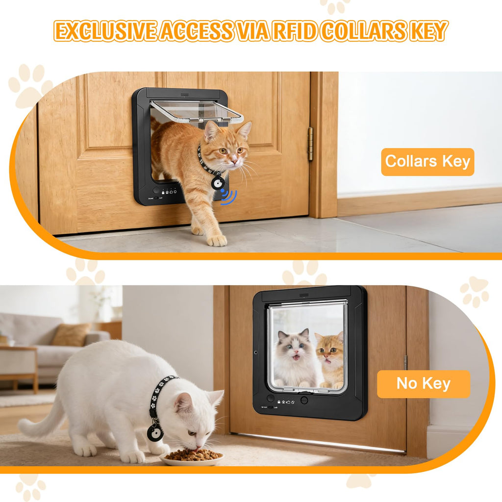 RFID Smart Cat Door with Collar Sensors and Remote Lock
