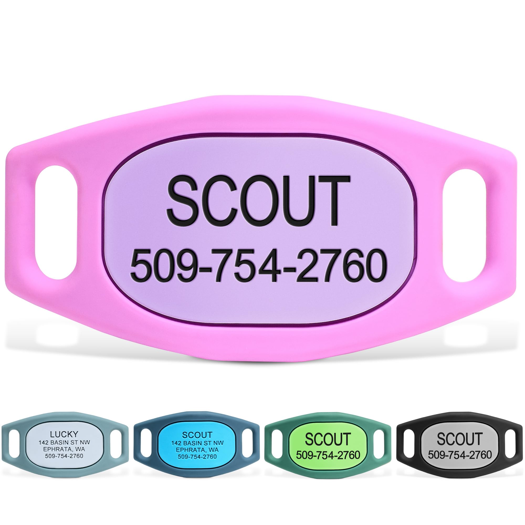 GoTags Silent Slide-On Engraved Silicone Pet ID Tag