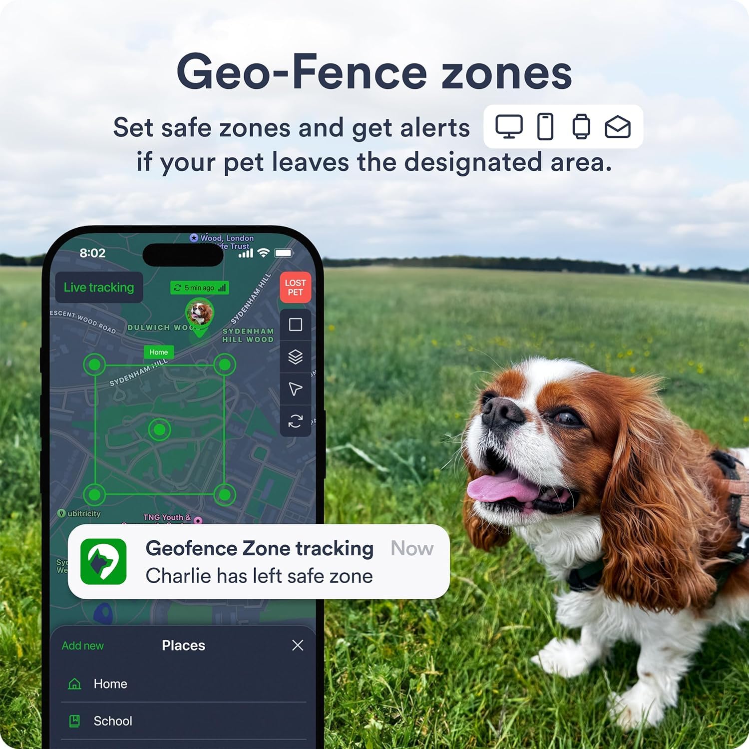 Waterproof Dog GPS Tracker with App Geofencing History