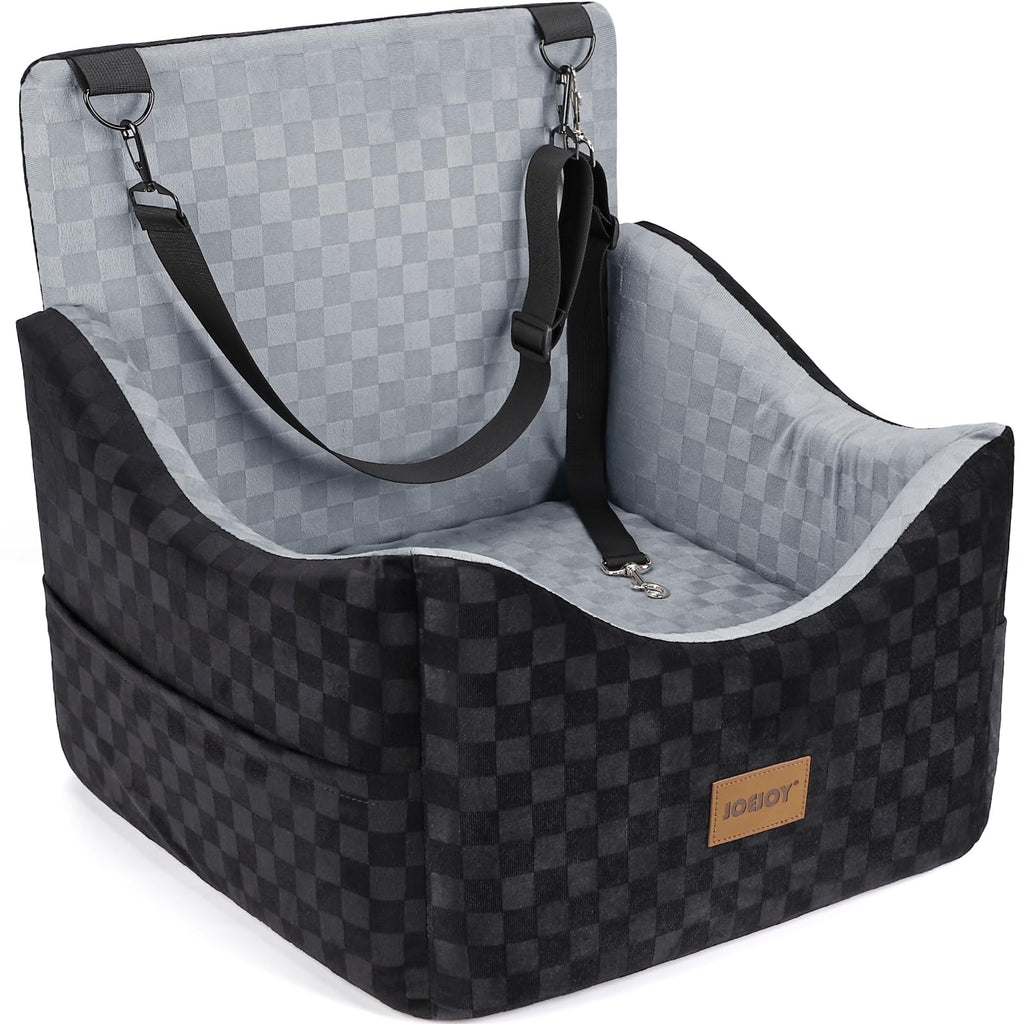 JOEJOY Memory Foam Dog Car Booster Seat with Safety Belts