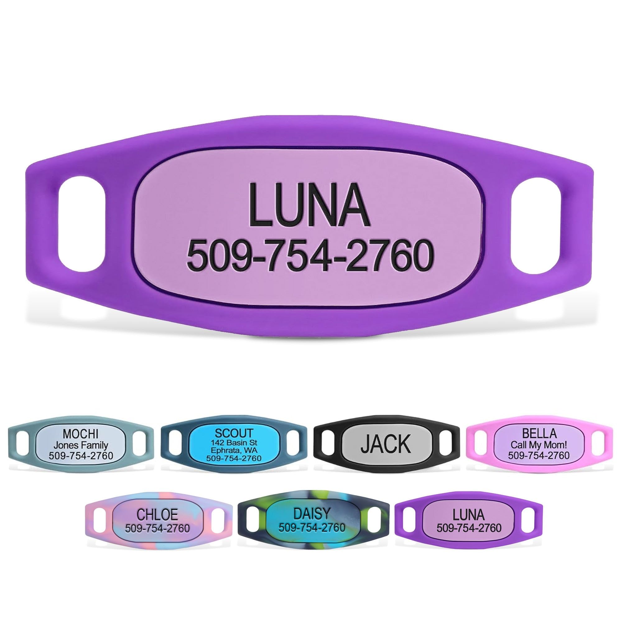 GoTags Silent Slide-On Engraved Silicone Pet ID Tag