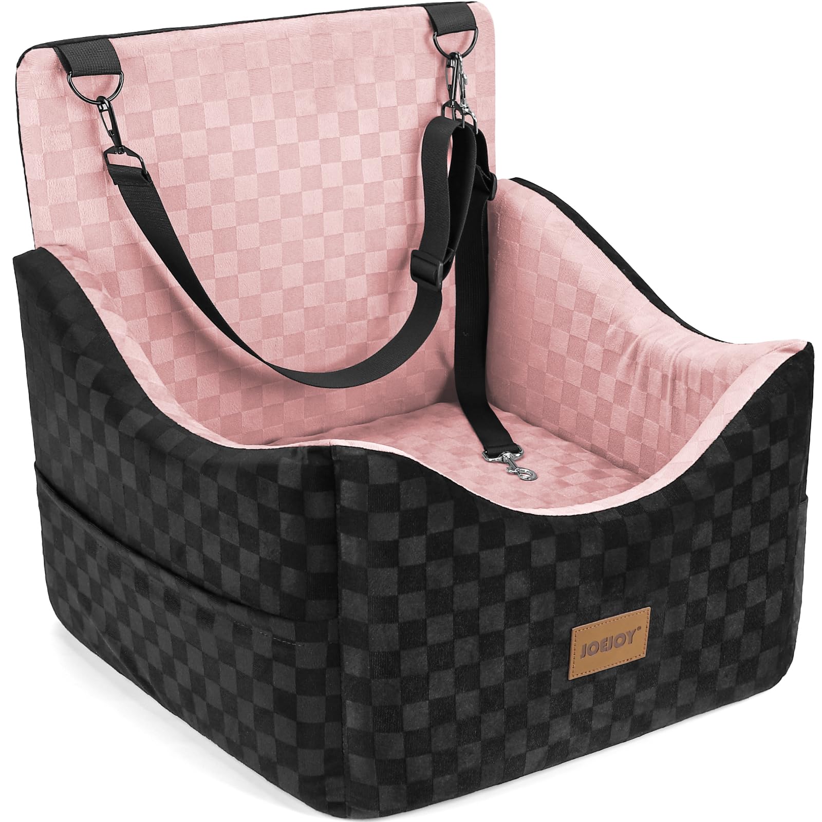 JOEJOY Memory Foam Dog Car Booster Seat with Safety Belts