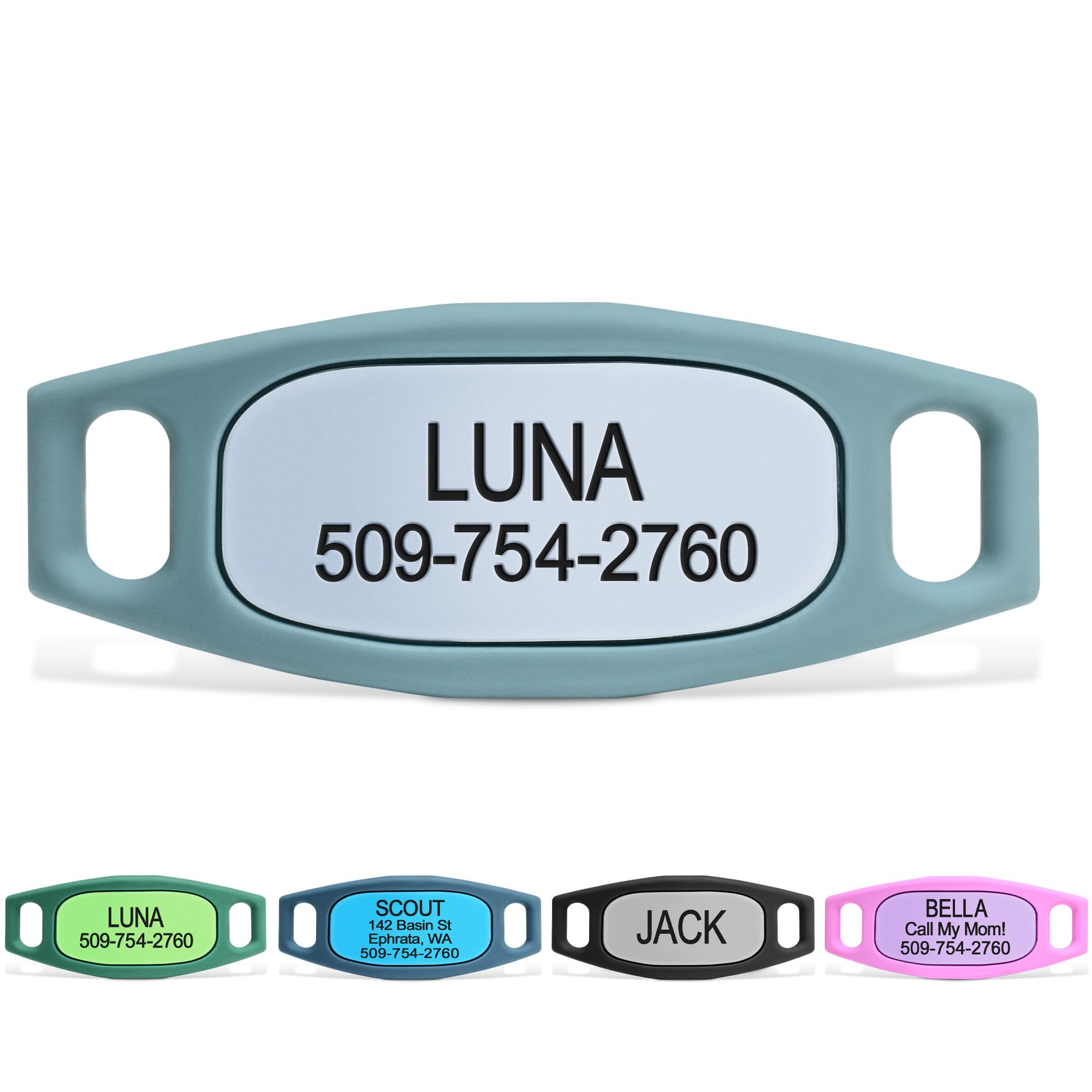 GoTags Silent Slide-On Engraved Silicone Pet ID Tag