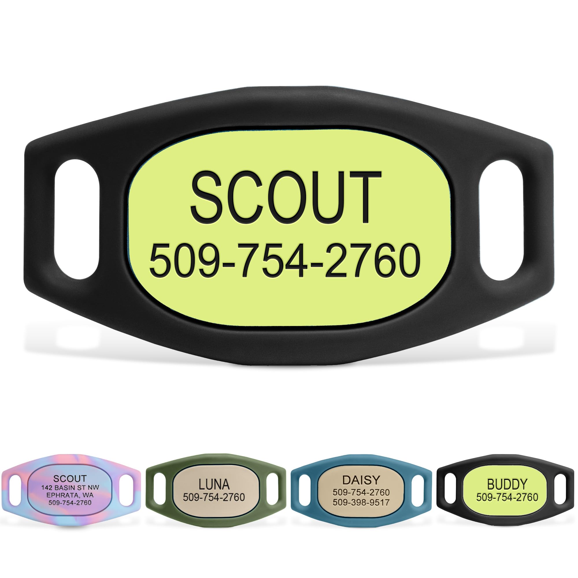 GoTags Silent Slide-On Engraved Silicone Pet ID Tag