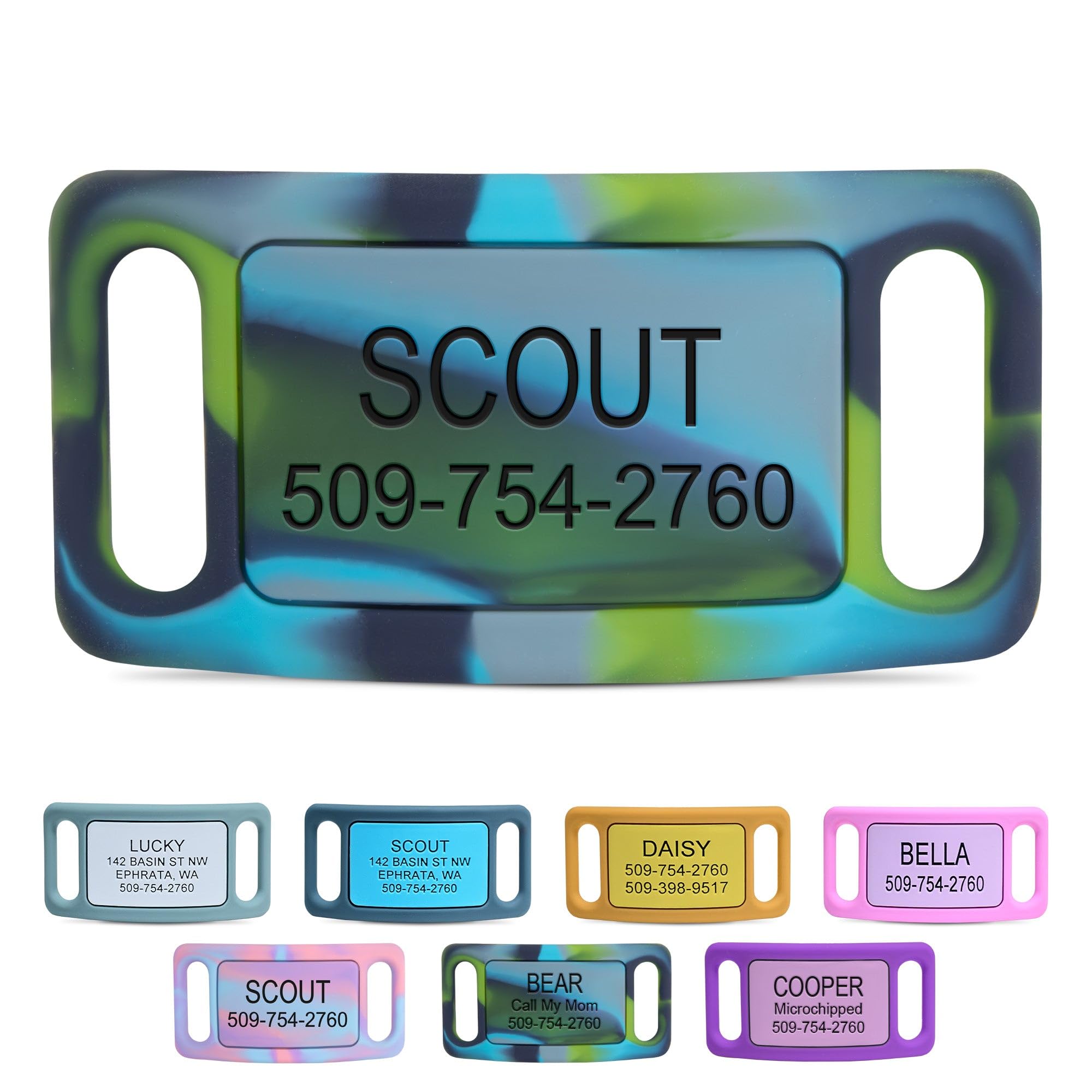 GoTags Silent Slide-On Engraved Silicone Pet ID Tag
