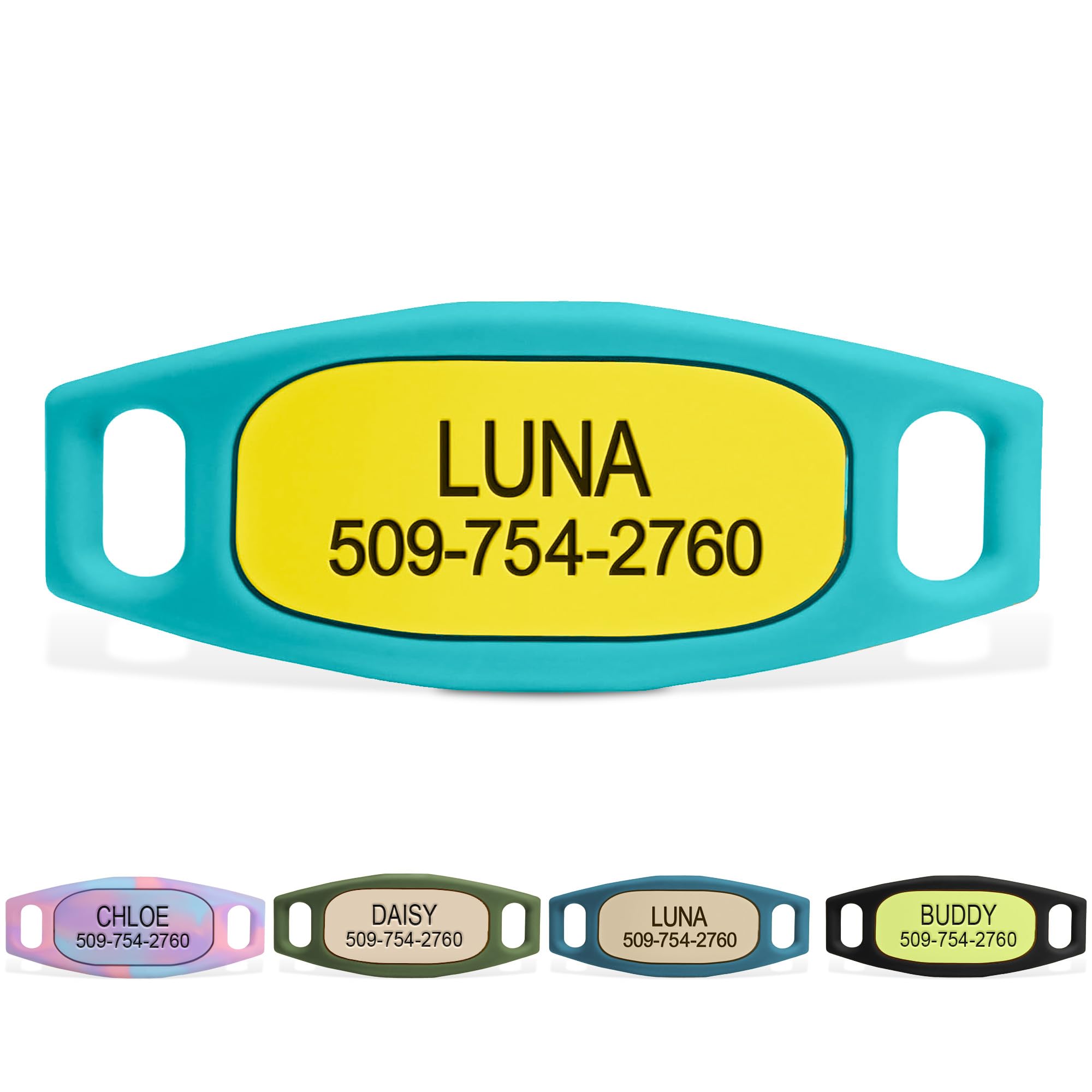 GoTags Silent Slide-On Engraved Silicone Pet ID Tag