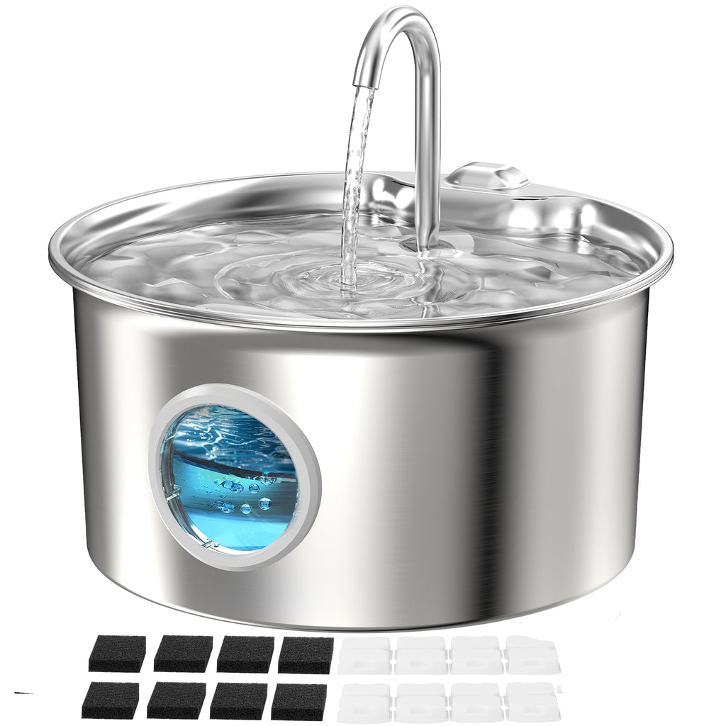 ATMZIQXR Stainless Steel Cat Water Fountain with Filter
