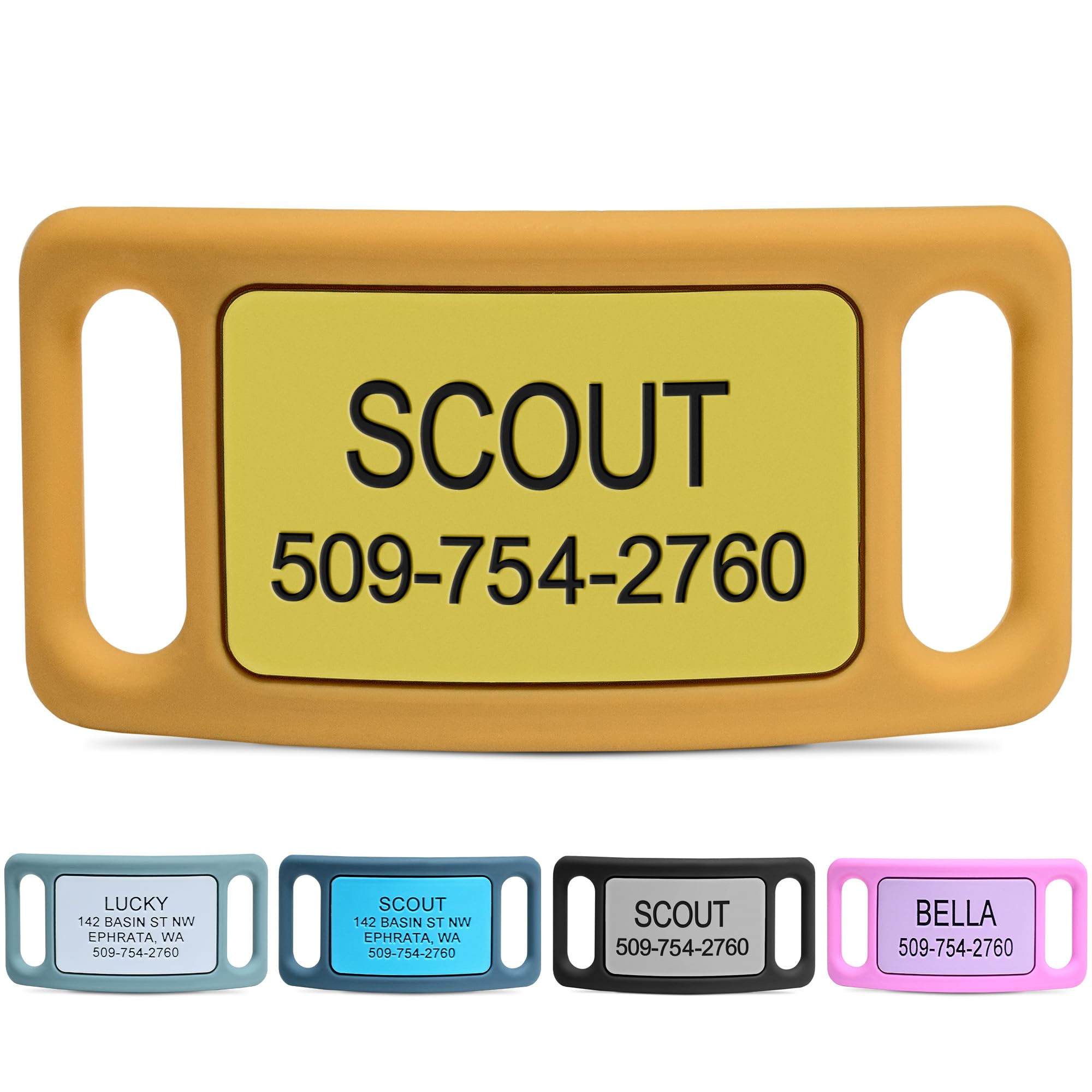 GoTags Silent Slide-On Engraved Silicone Pet ID Tag