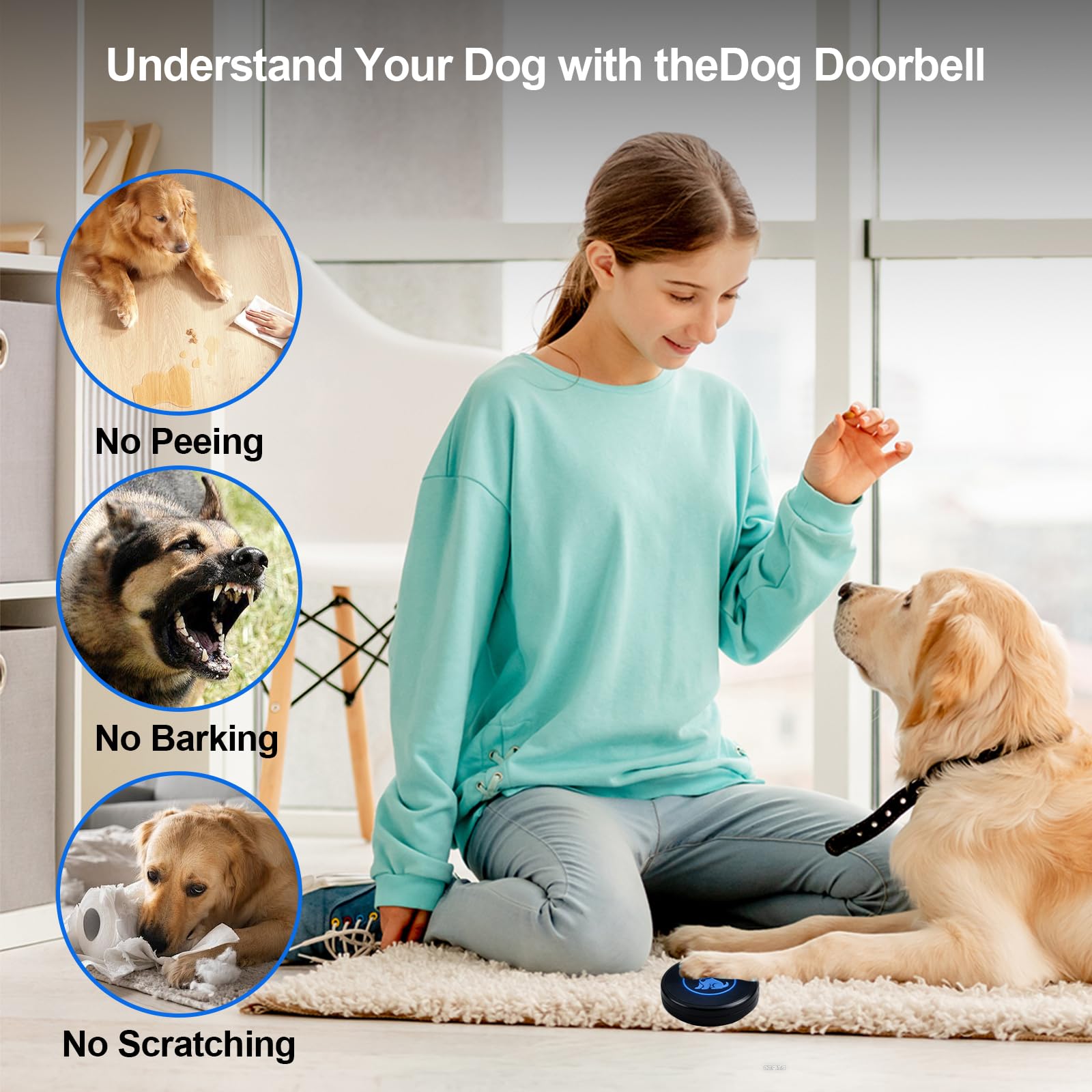 Self-Illuminating Wireless Dog Door Bell for Potty Training