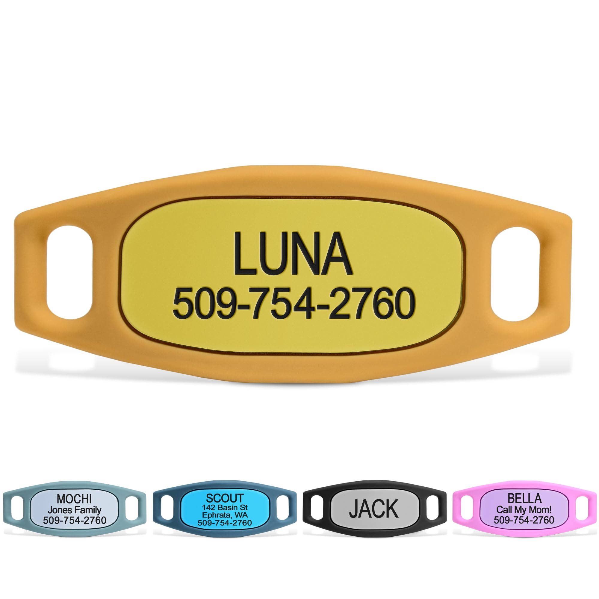 GoTags Silent Slide-On Engraved Silicone Pet ID Tag