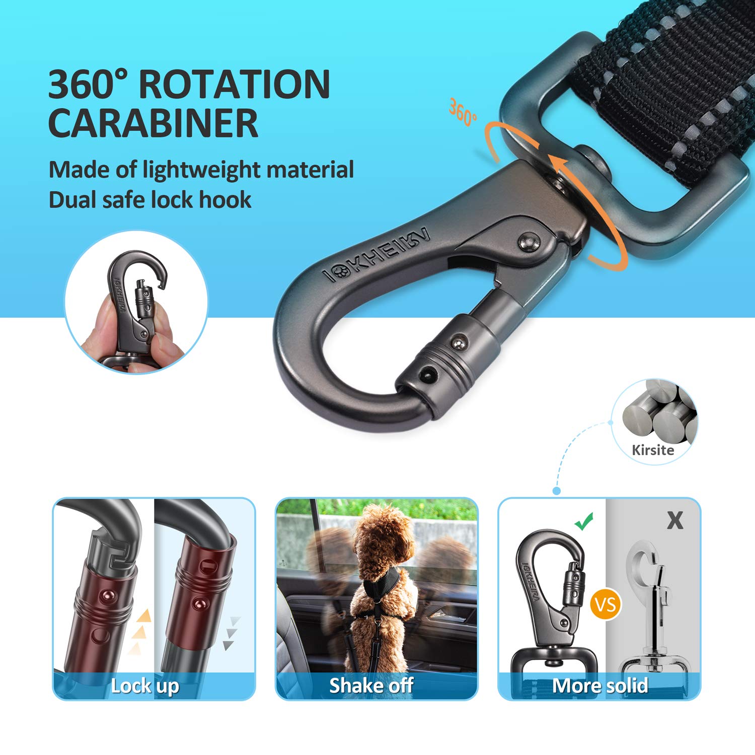 Adjustable 3-in-1 Reflective Dog Car Seat Belt Harness