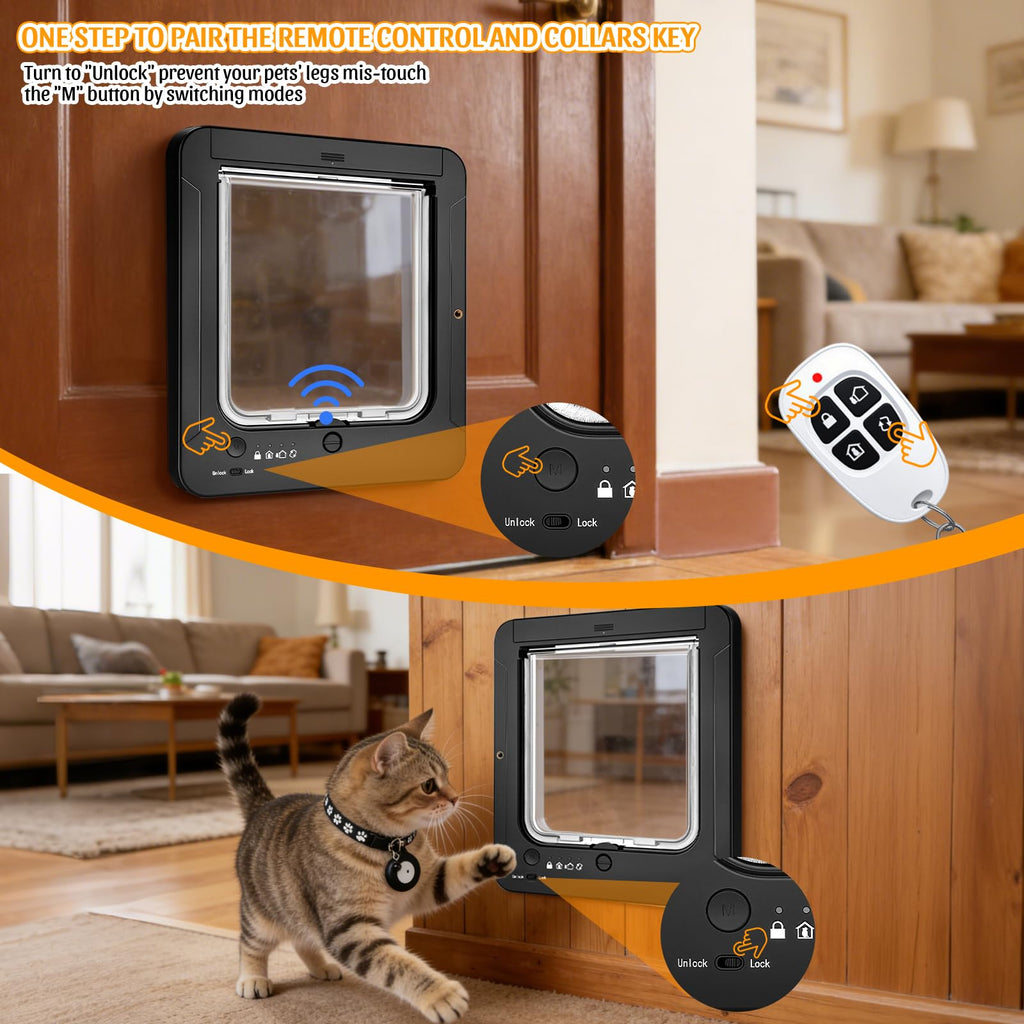 RFID Smart Cat Door with Collar Sensors and Remote Lock