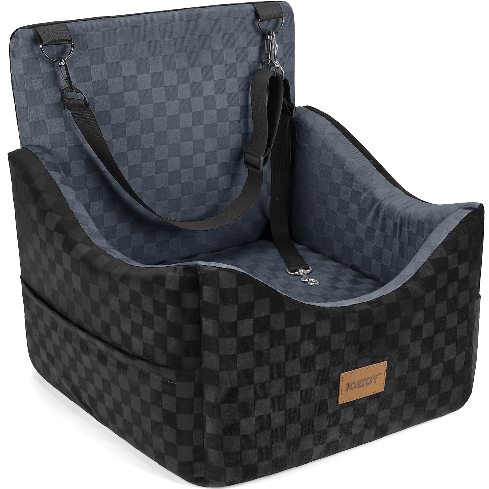 JOEJOY Memory Foam Dog Car Booster Seat with Safety Belts