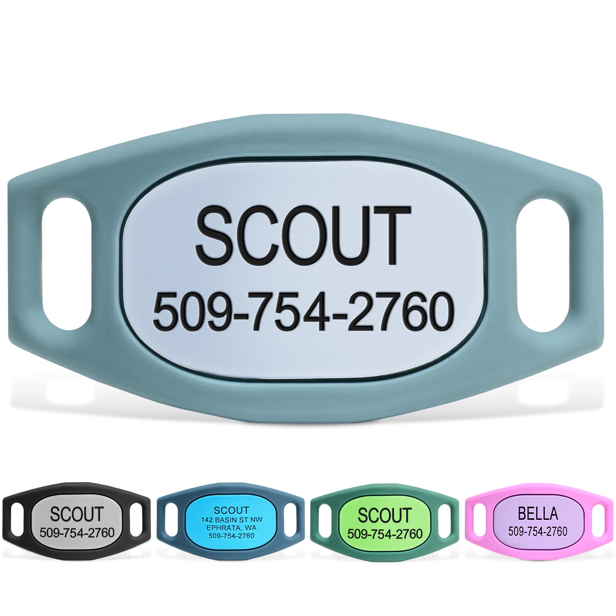 GoTags Silent Slide-On Engraved Silicone Pet ID Tag