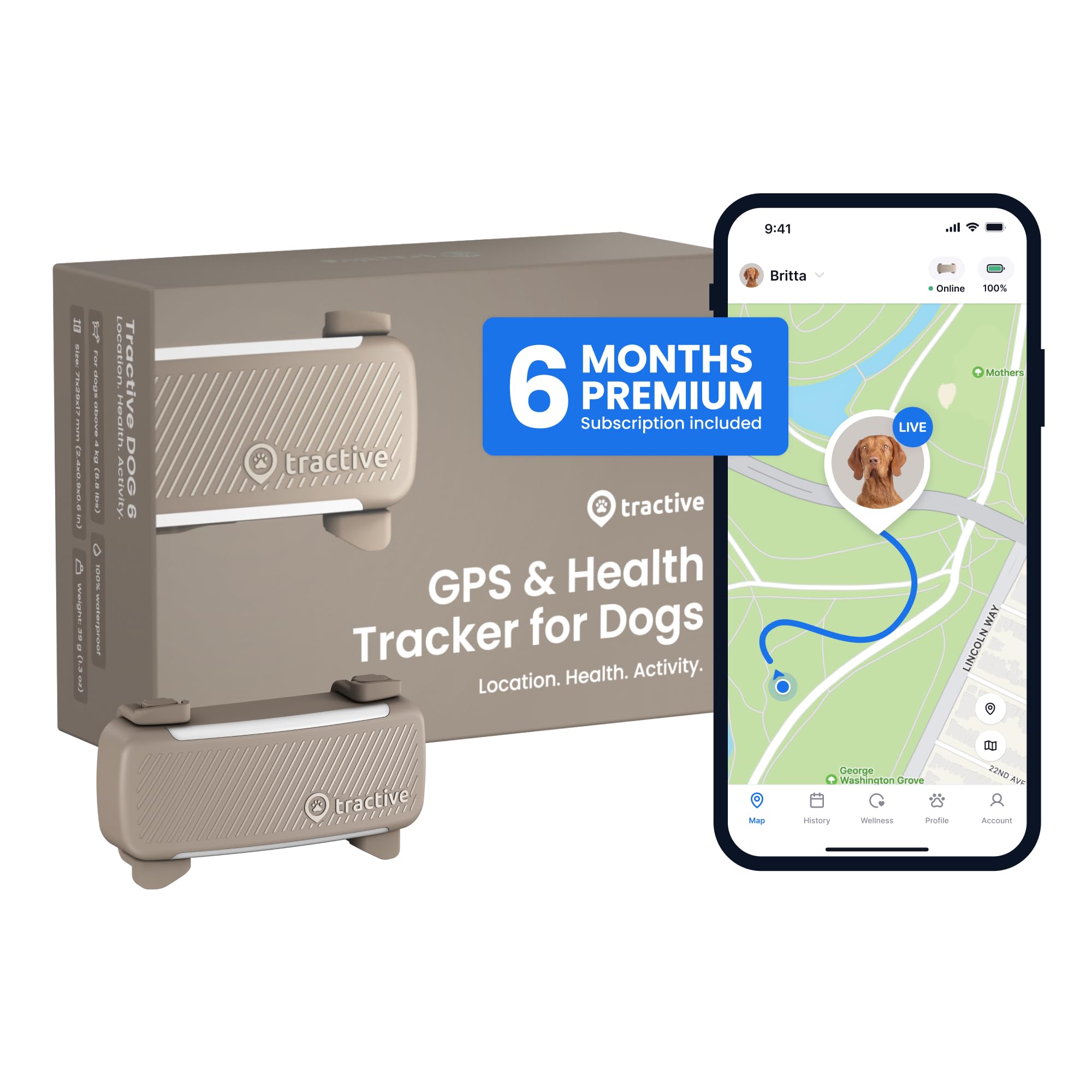 Tractive Smart Dog GPS Tracker with Vital Signs Monitoring