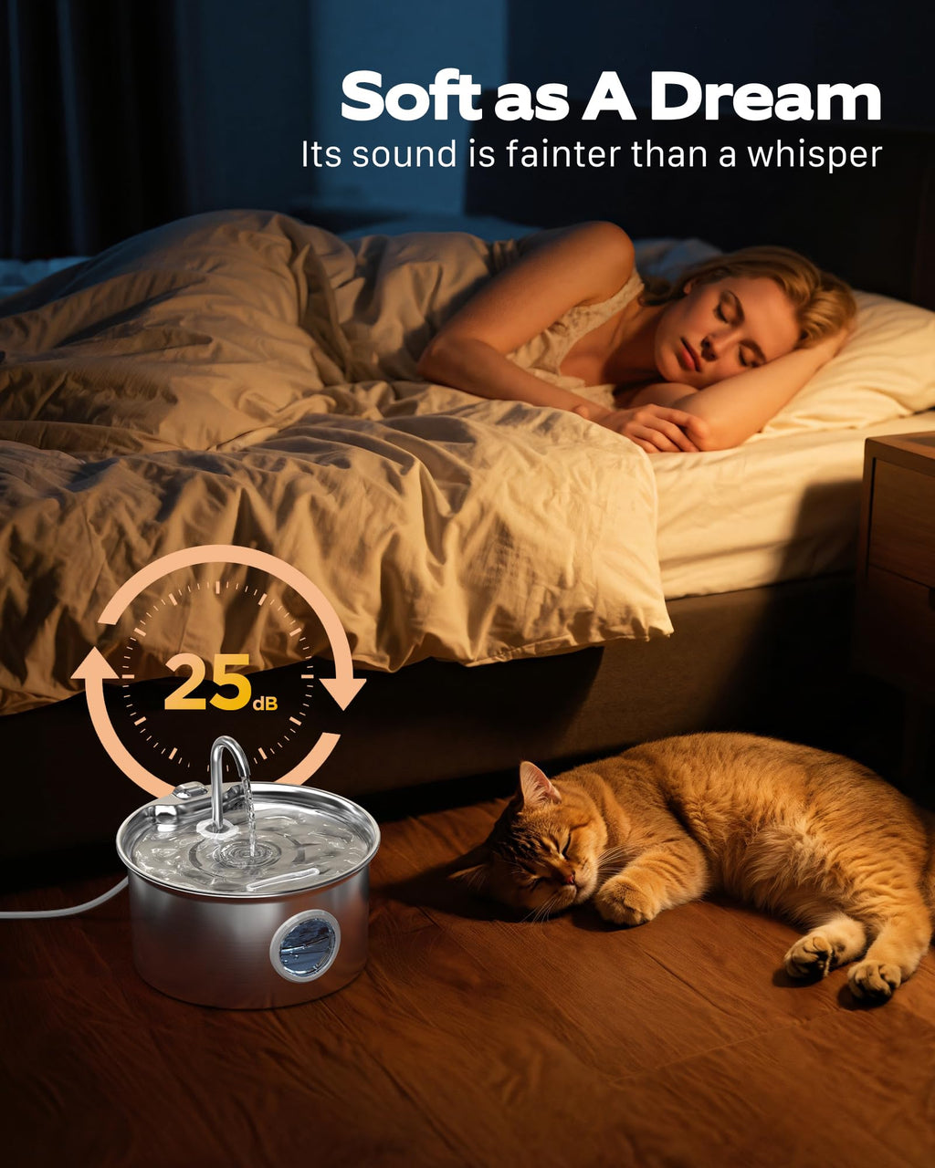 ATMZIQXR Stainless Steel Cat Water Fountain with Filter