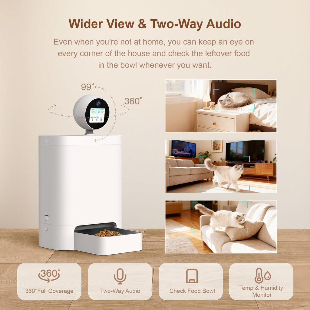 Zoiydals 5.5L AI Pet Feeder with 360° 2K Camera