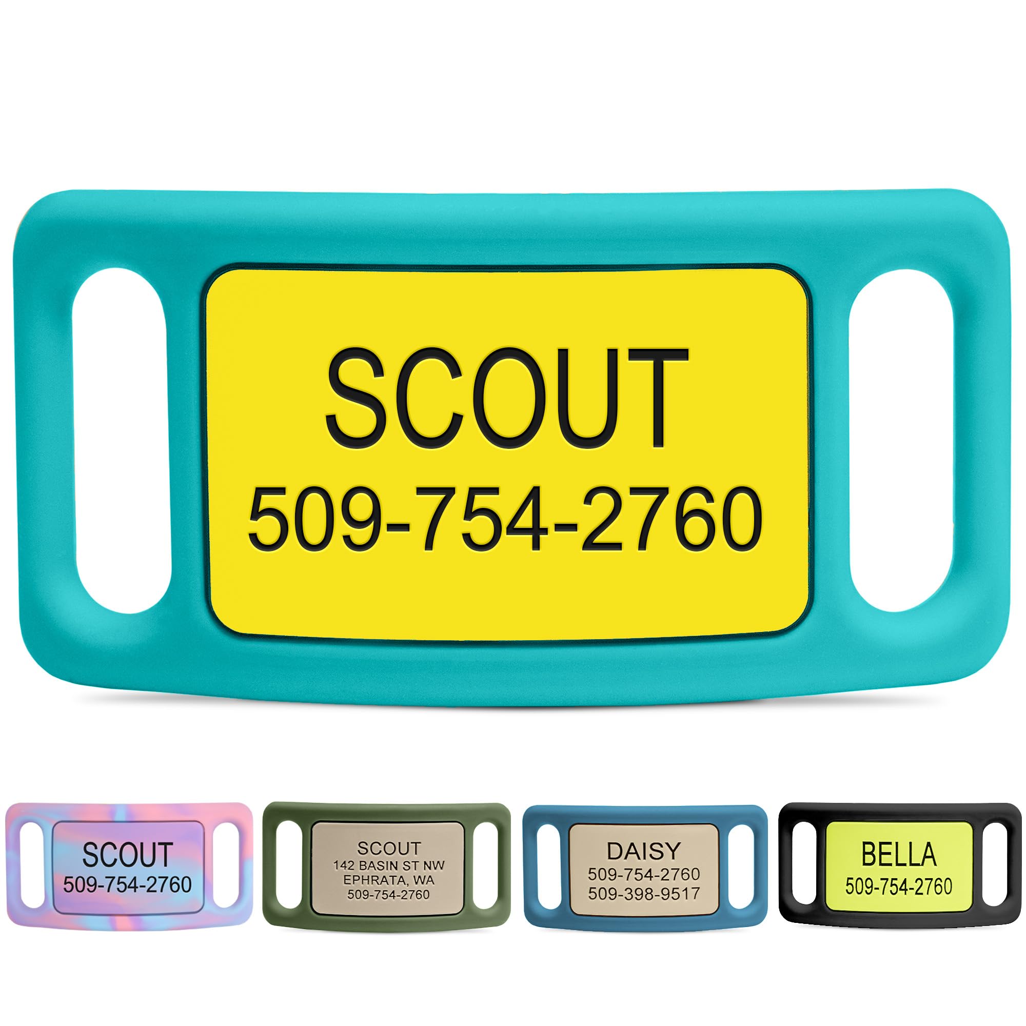 GoTags Silent Slide-On Engraved Silicone Pet ID Tag