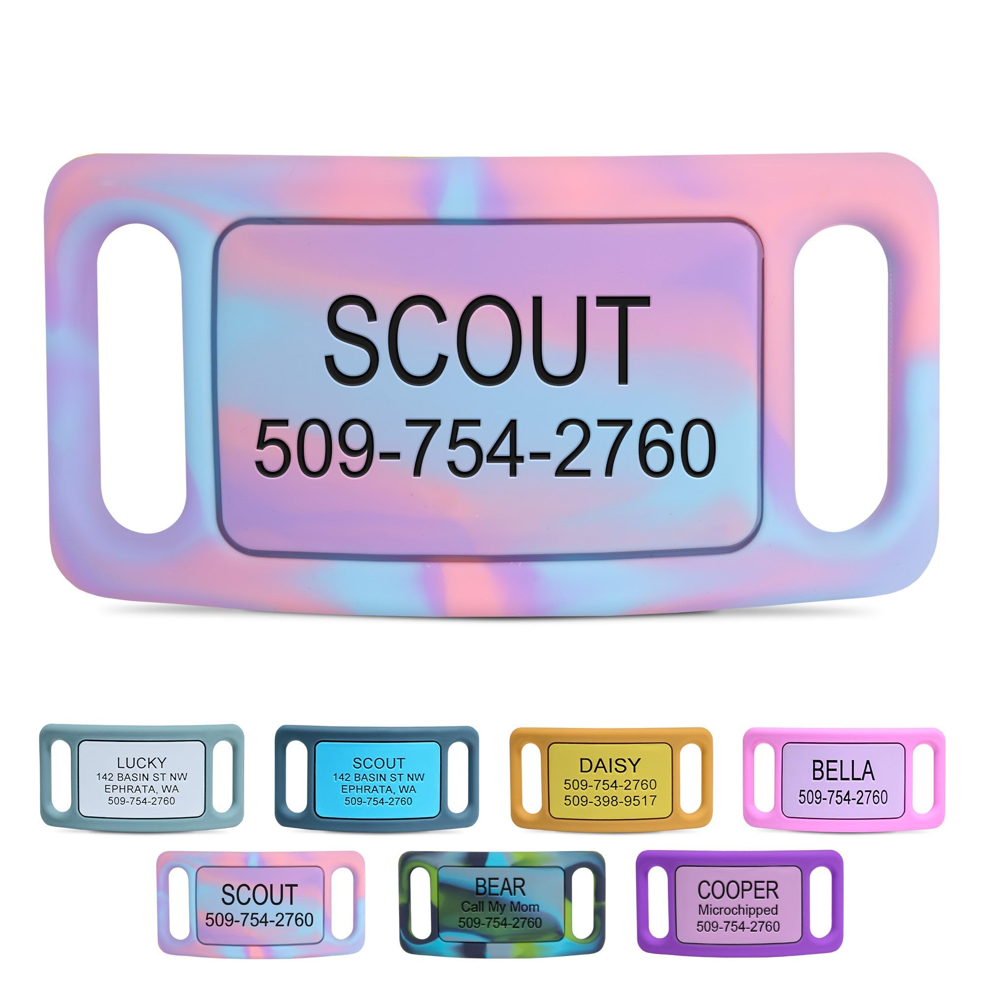 GoTags Silent Slide-On Engraved Silicone Pet ID Tag