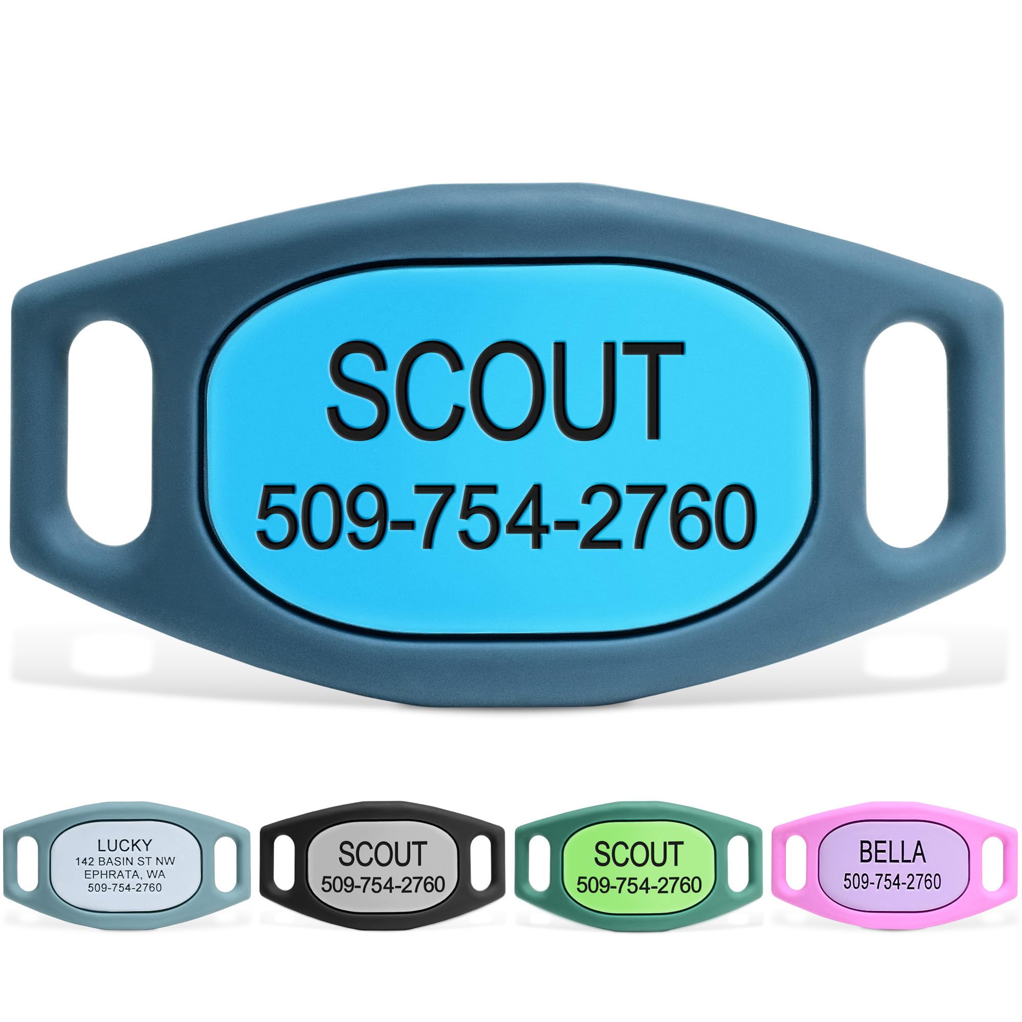 GoTags Silent Slide-On Engraved Silicone Pet ID Tag