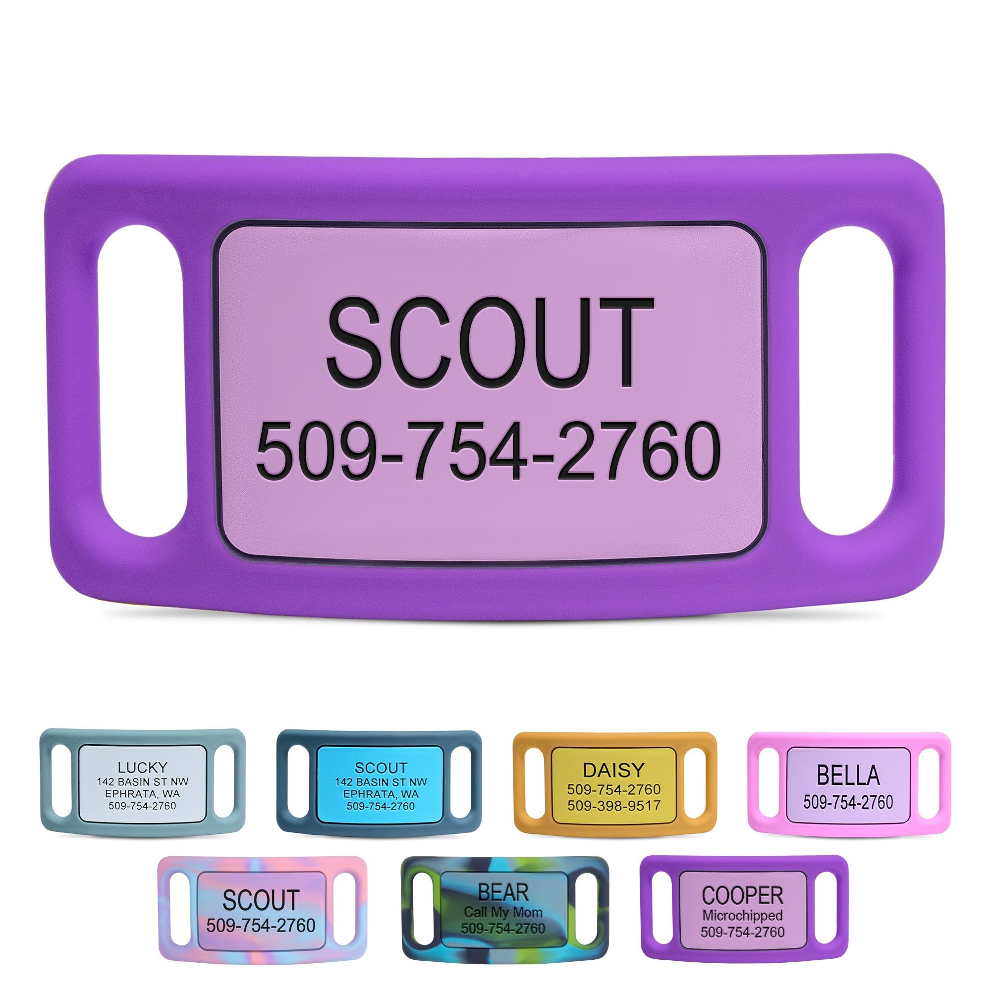 GoTags Silent Slide-On Engraved Silicone Pet ID Tag