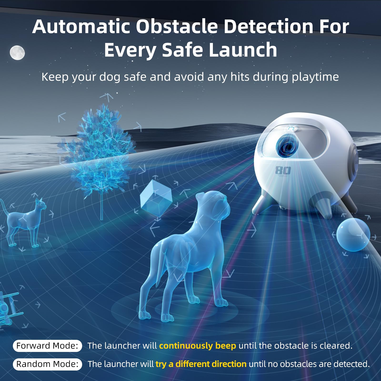 uahpet Automatic Dog Ball Launcher with Obstacle Detection
