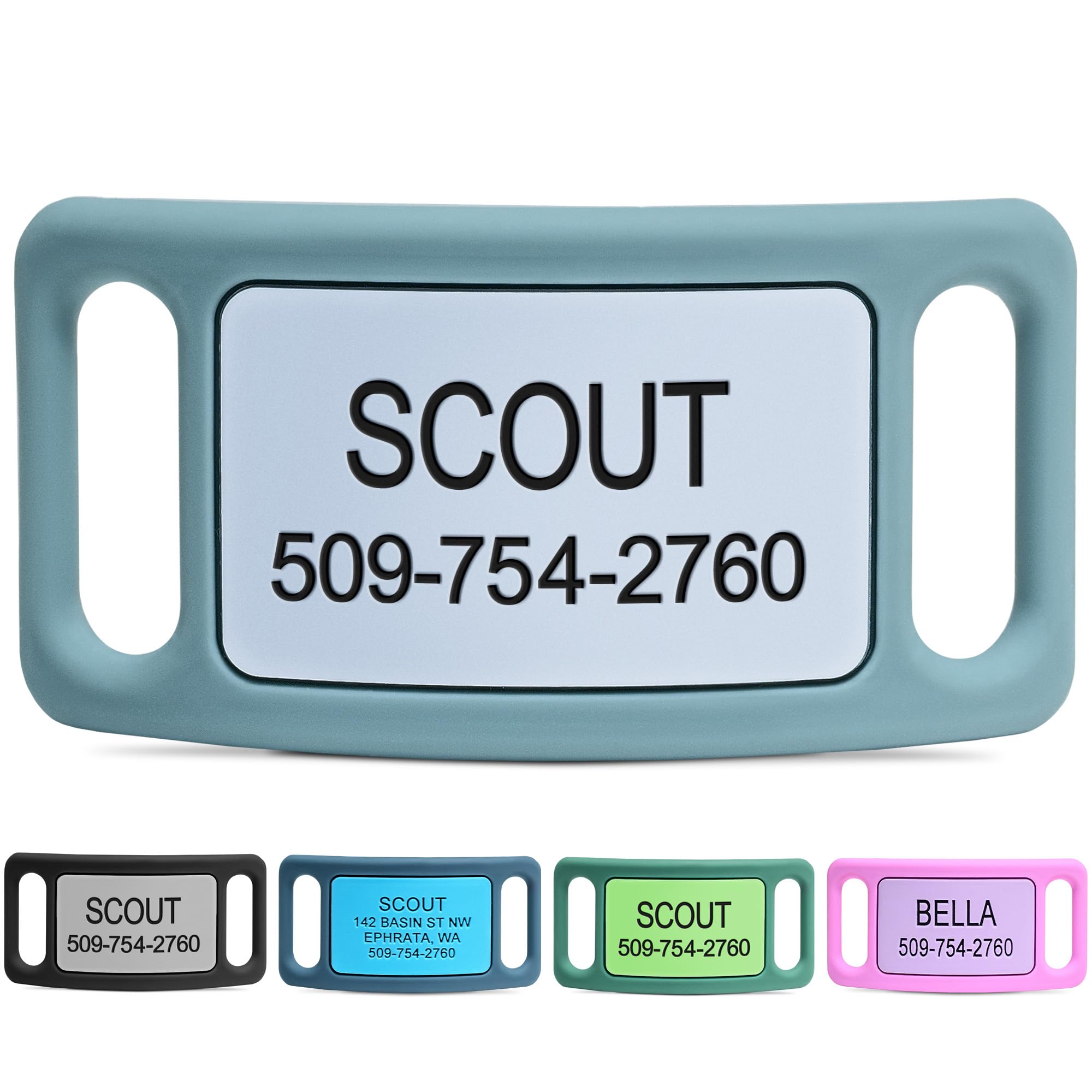 GoTags Silent Slide-On Engraved Silicone Pet ID Tag